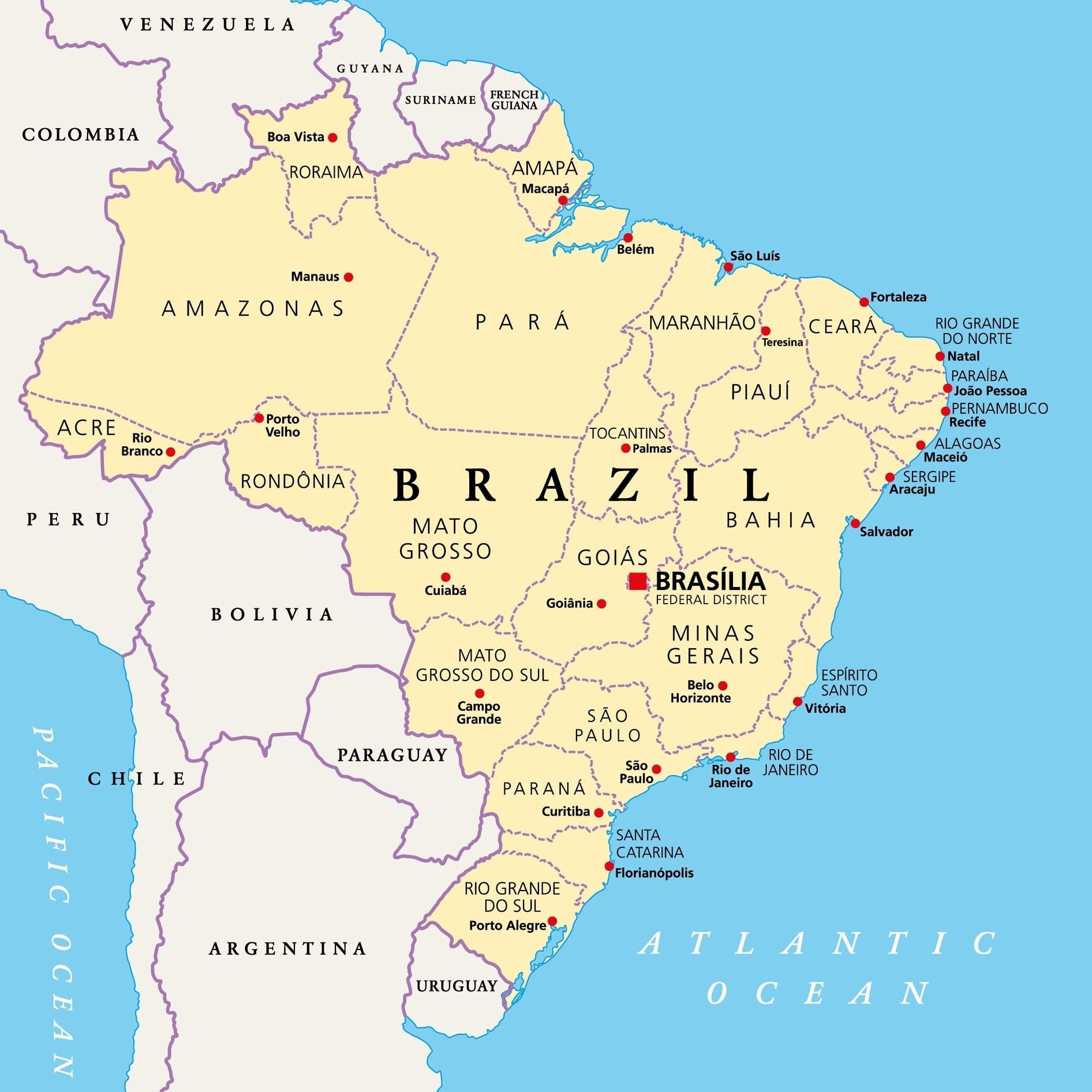 The 26 States of Brazil (Political Map) | Mappr