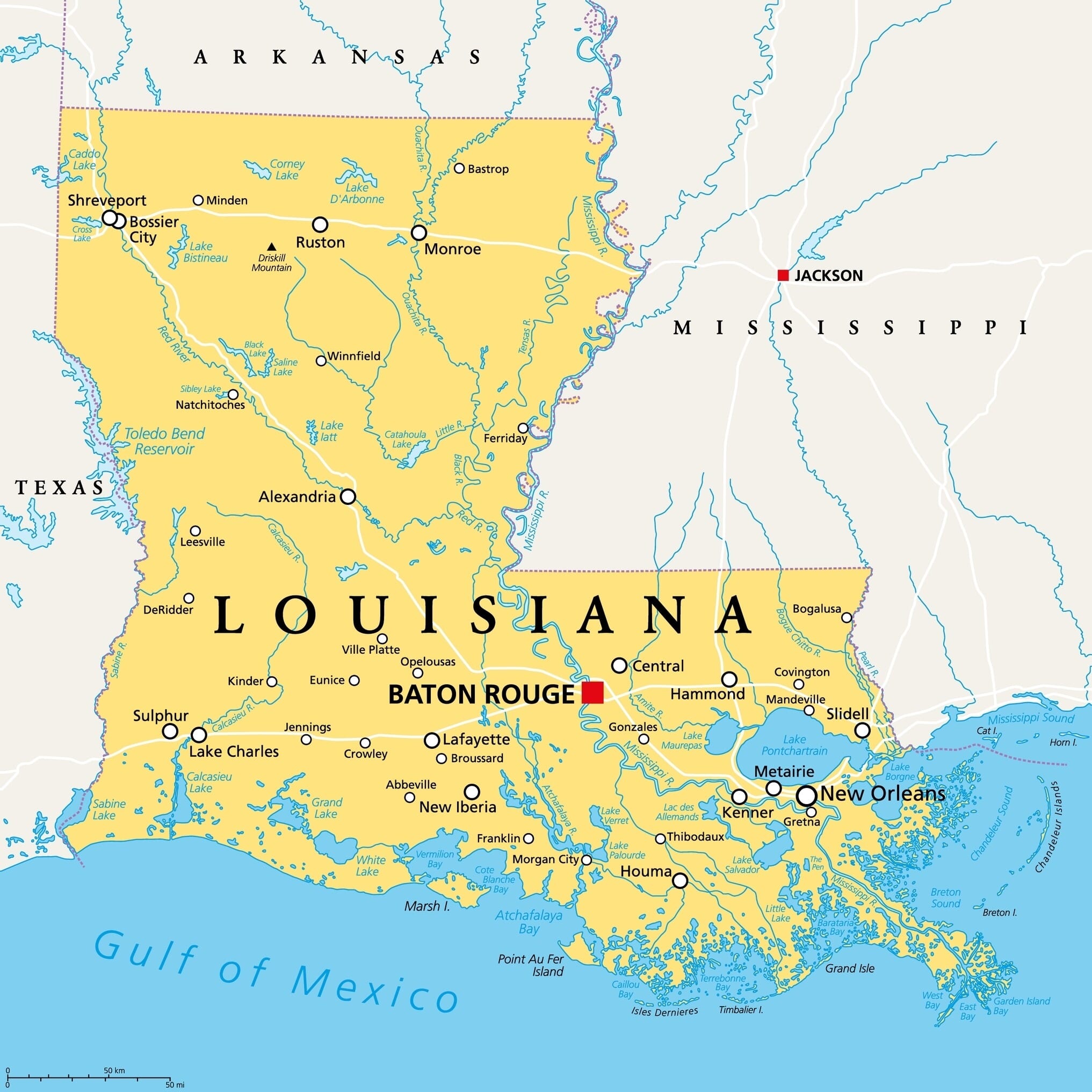 US Gulf Coast Map Mappr Louisiana Map