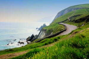 Road along the scenic coast of western ireland slea head
