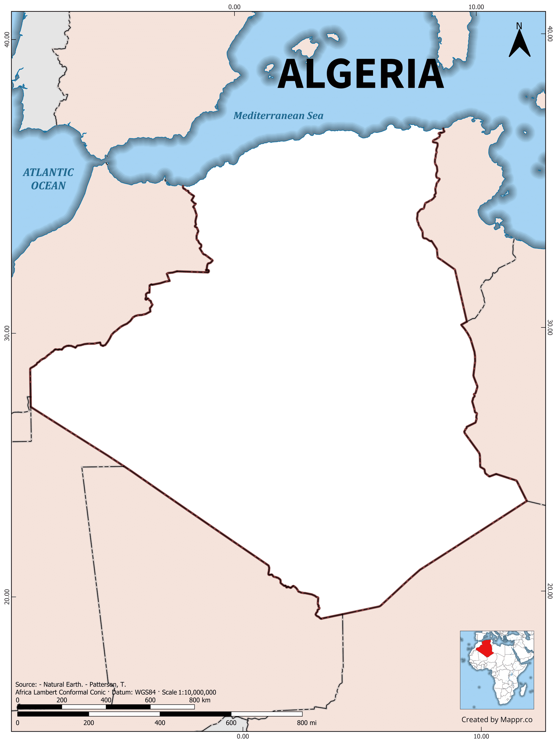 Algeria Maps Mappr Algeria Outline Map