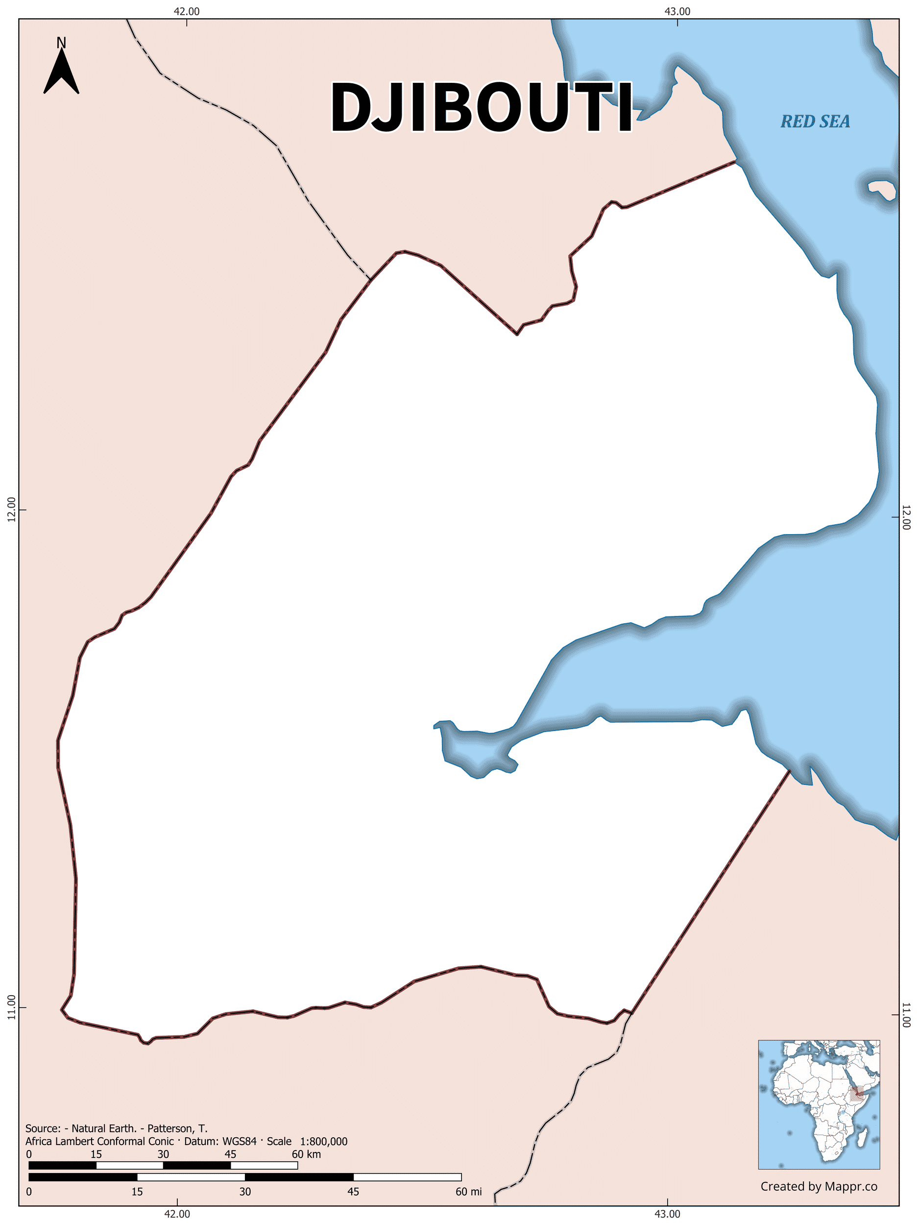 Djibouti Maps Mappr Djibouti Outline Map 