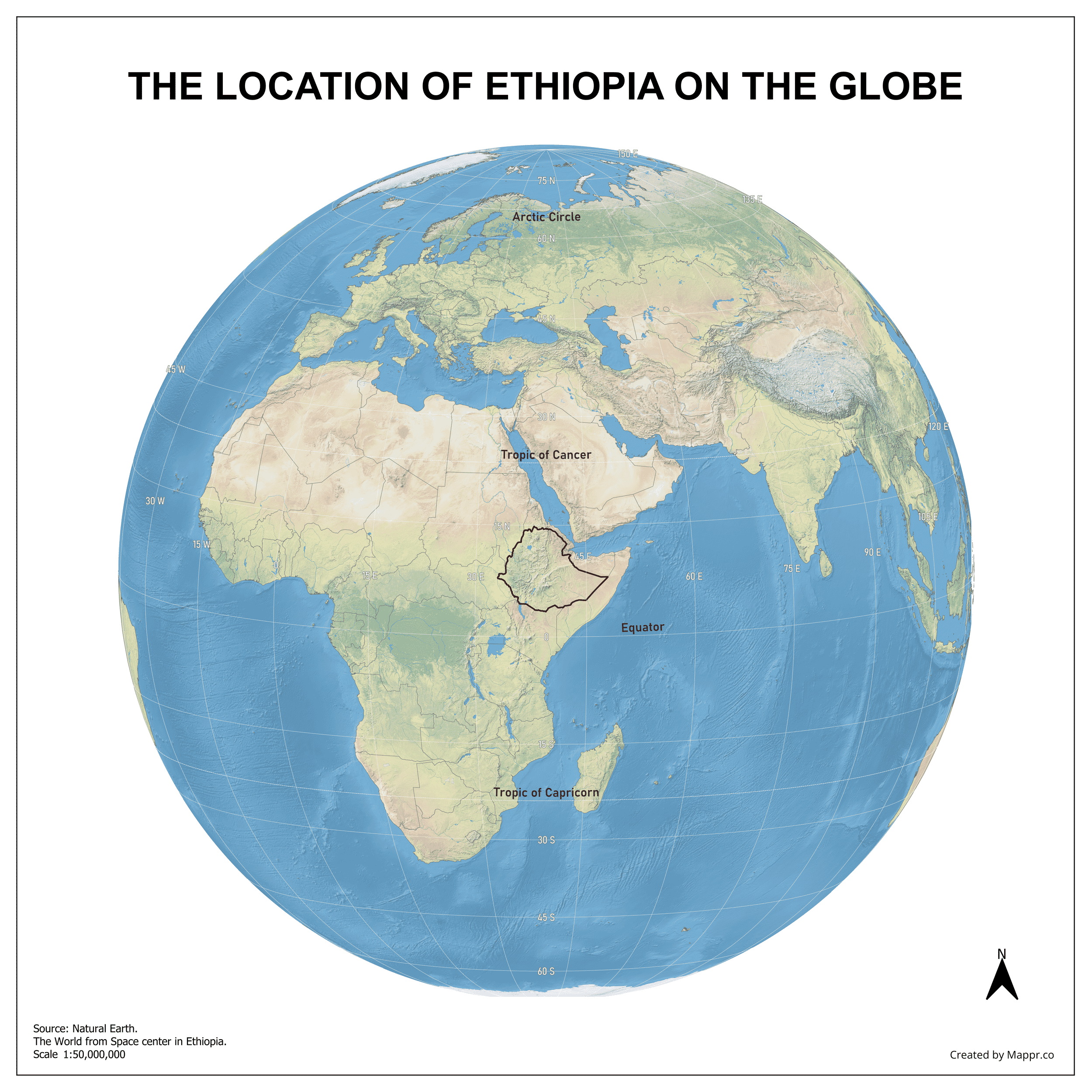 Ethiopia Maps Mappr Ethiopia Country Location Globe