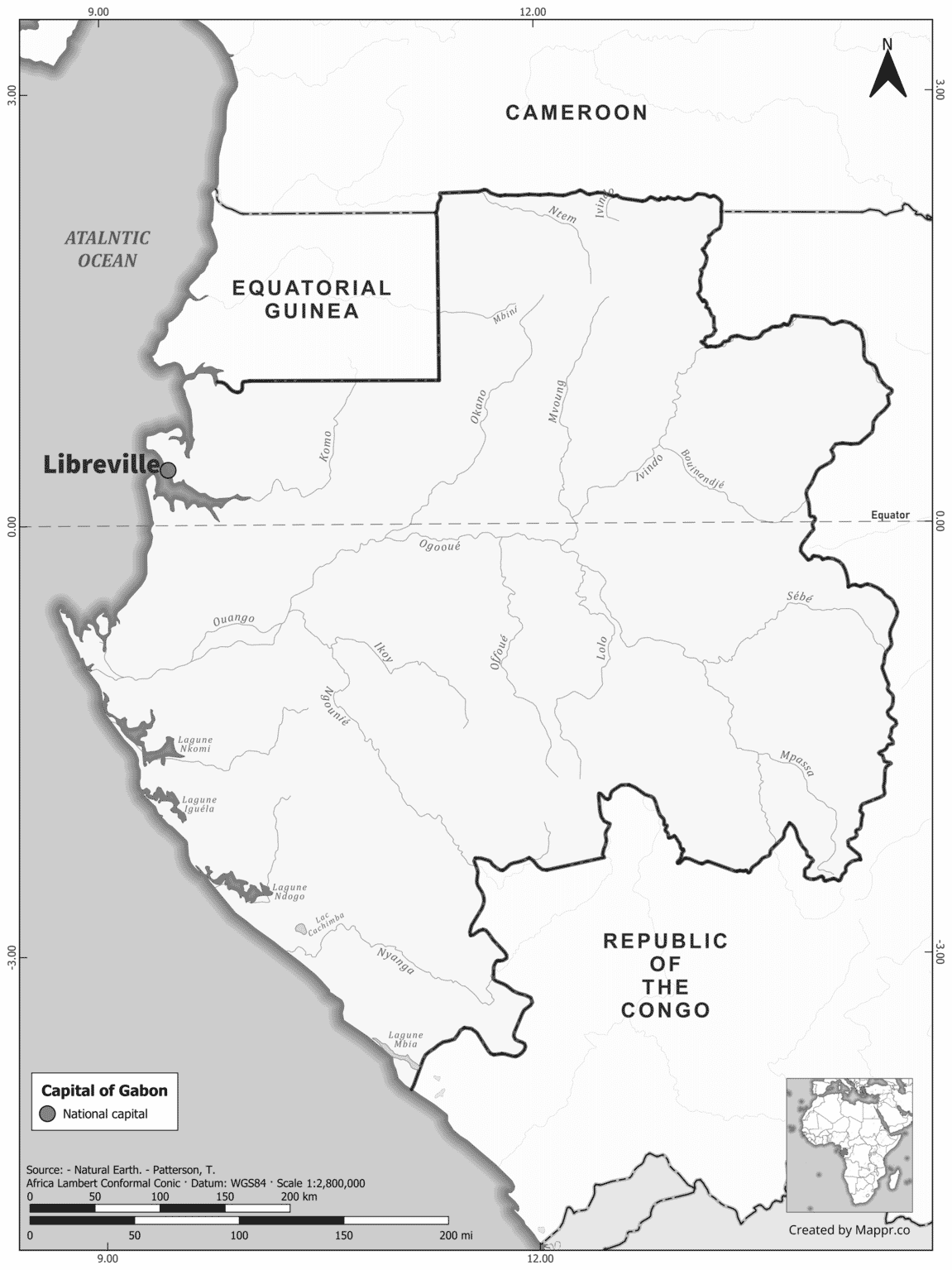 Gabon Invisible Map Gabon Maps | Mappr