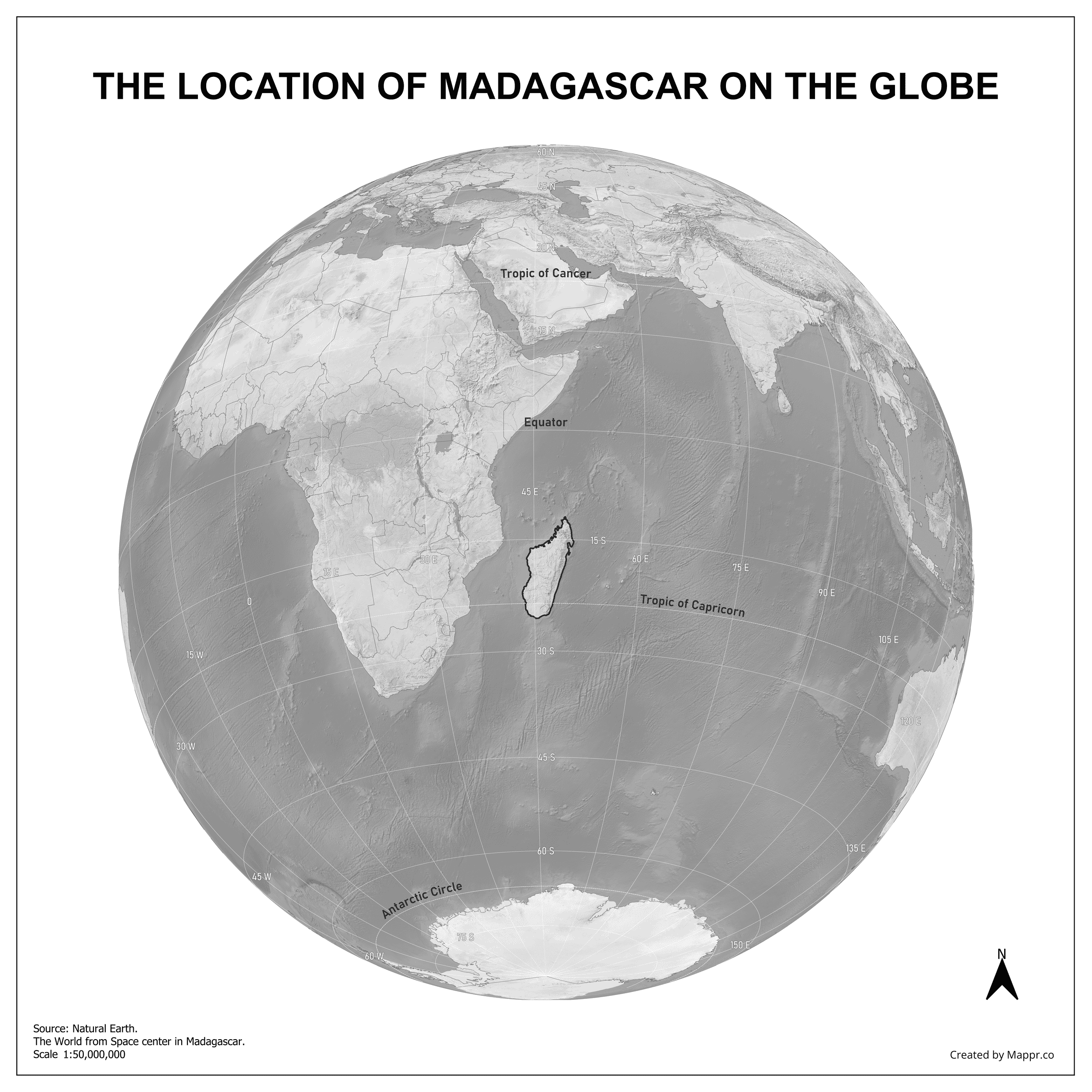 Madagascar Maps Mappr Madagascar Country Location Globe Black And White