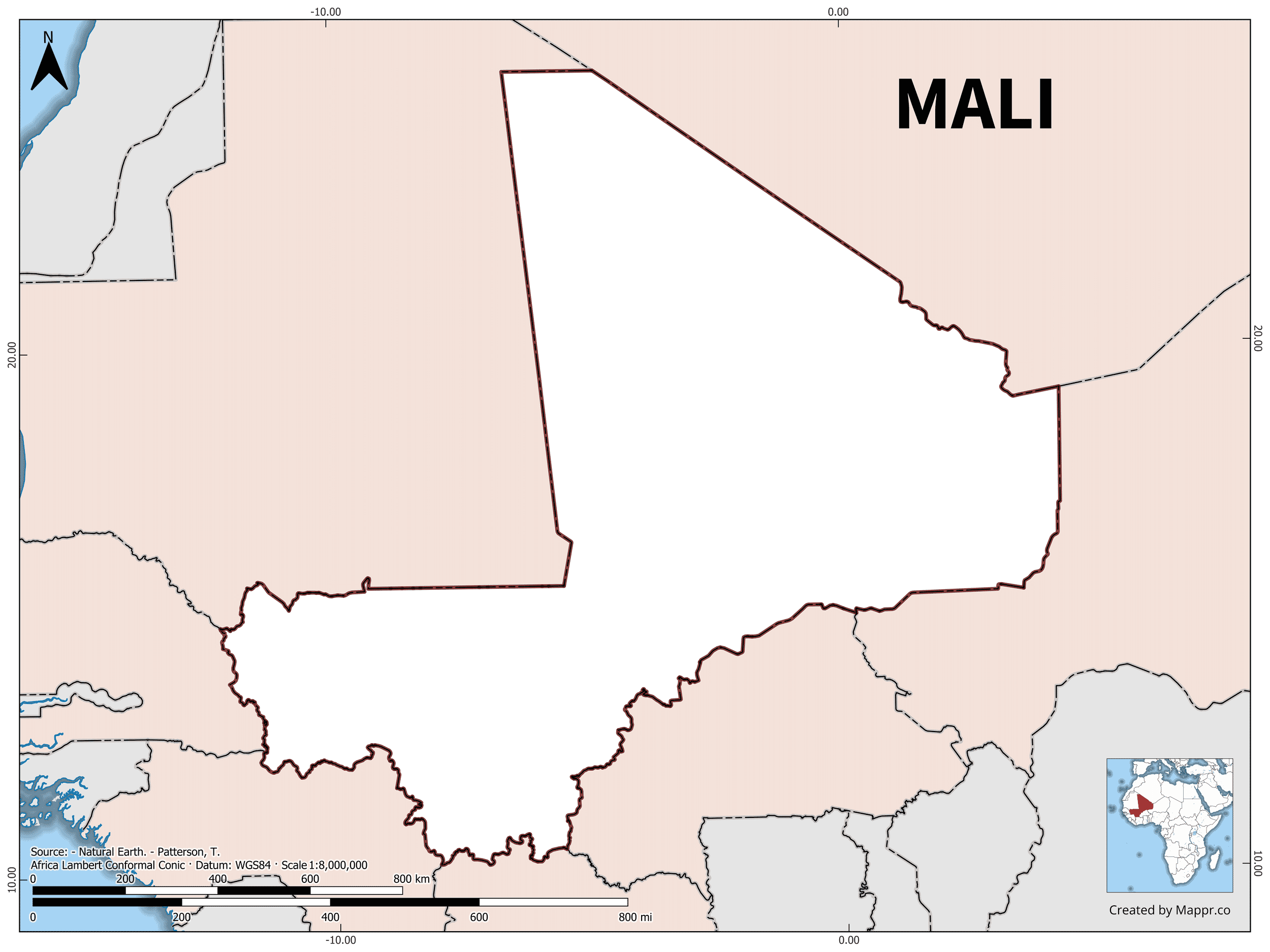 Mali Maps Mappr Mali Outline Map