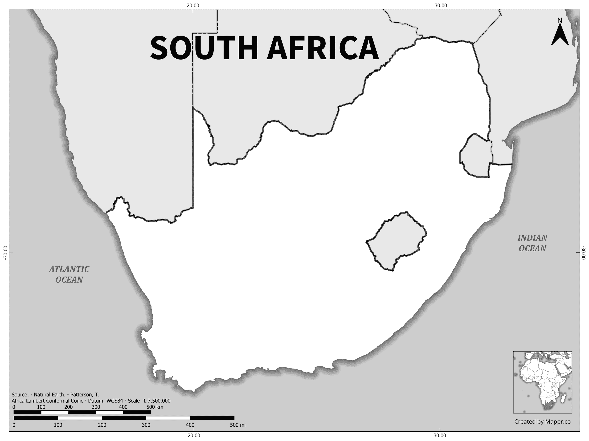 South Africa Maps Mappr South Africa Outline Map Black And White 