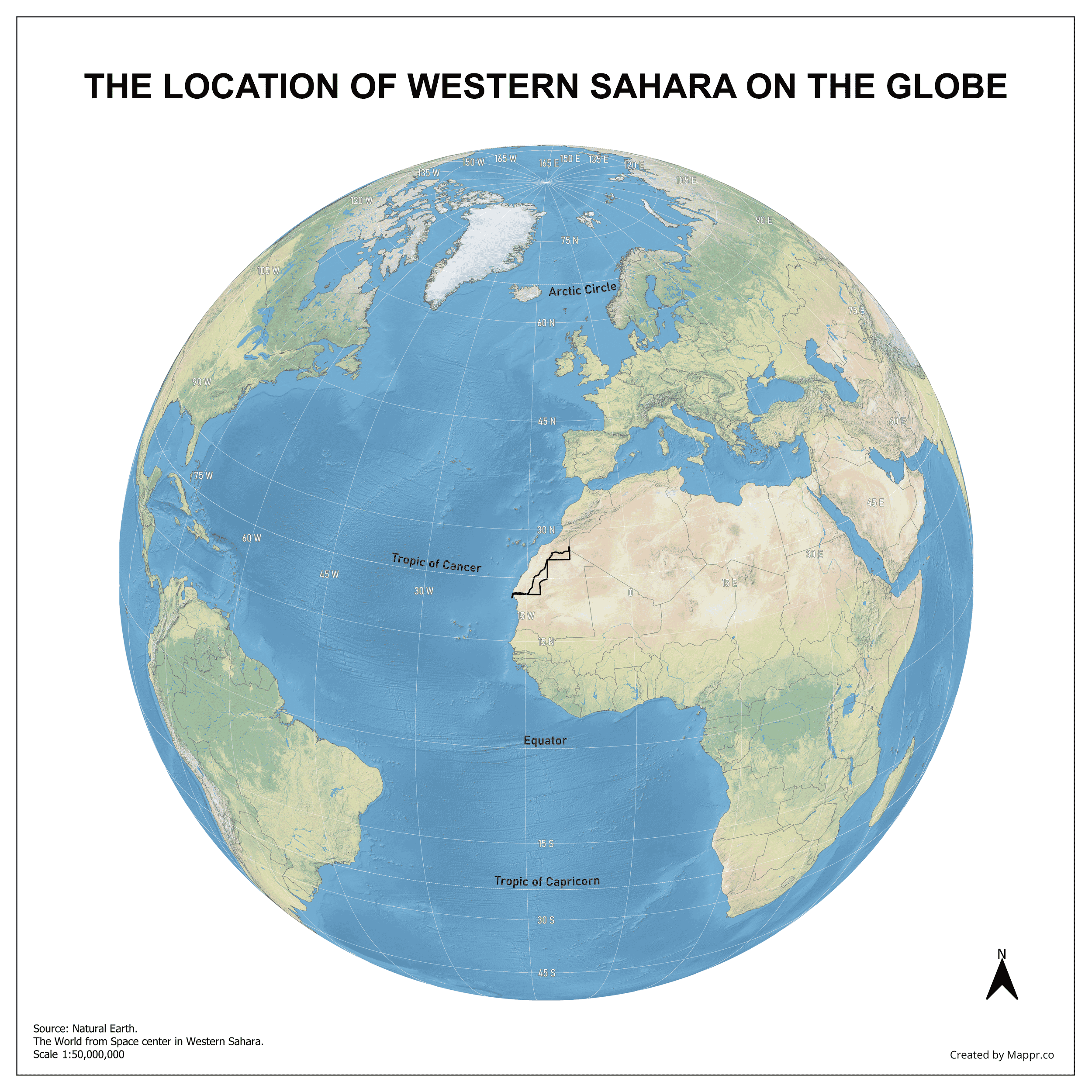 Western Sahara Maps Mappr Western Sahara Country Location Globe 