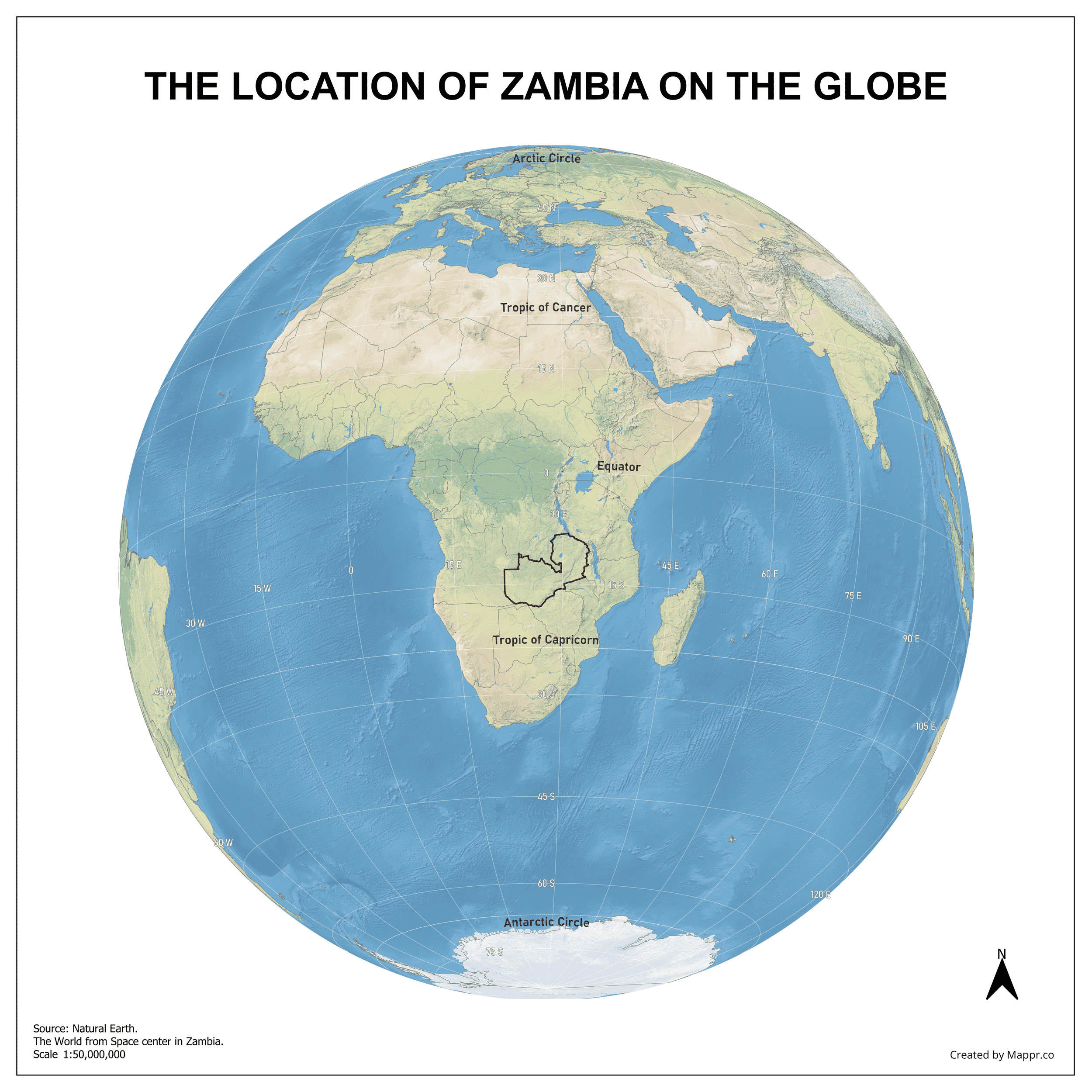 Zambia Maps Mappr Zambia Country Location Globe