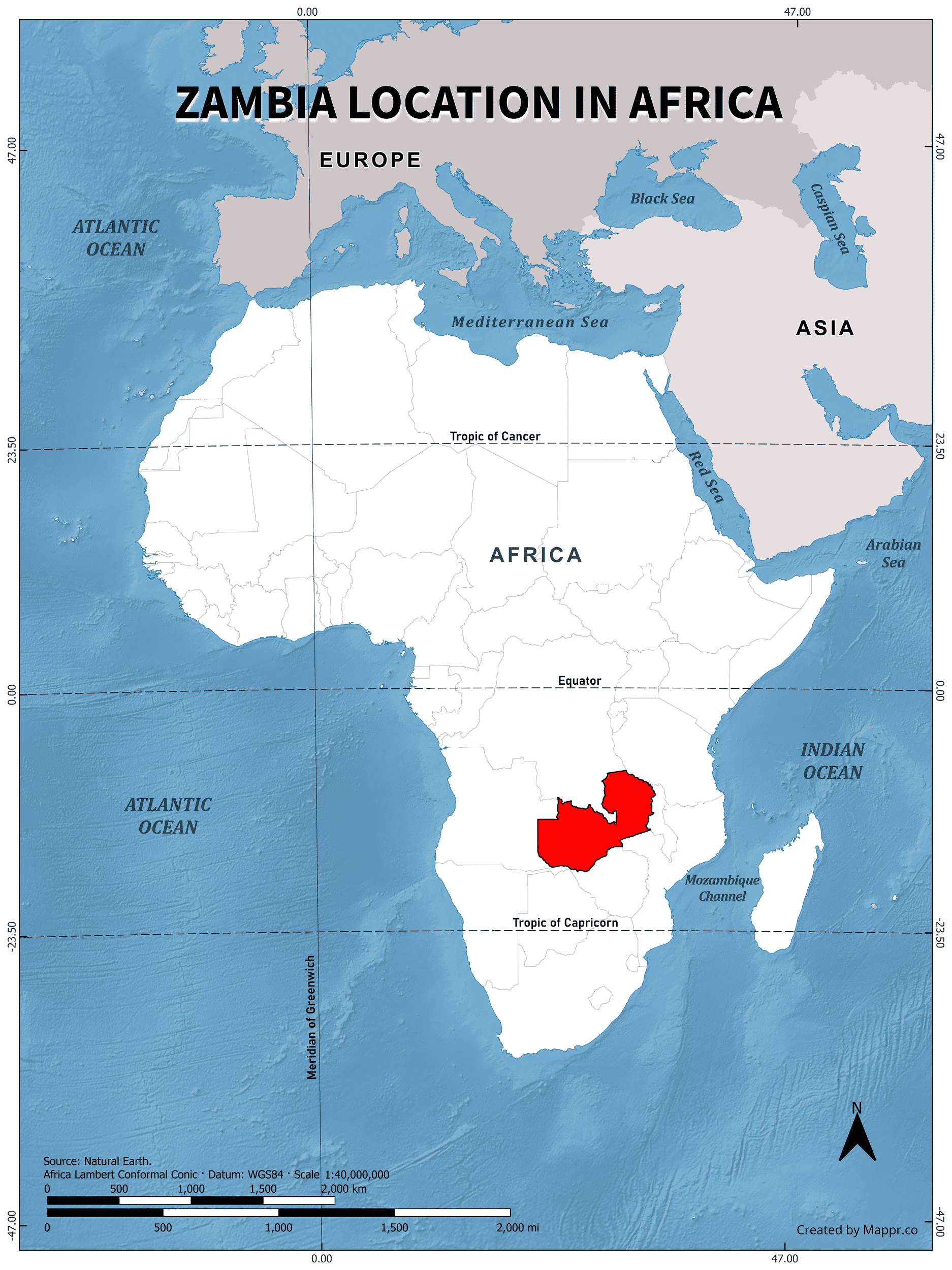 Zambia Maps Mappr Zambia Country Location World Map