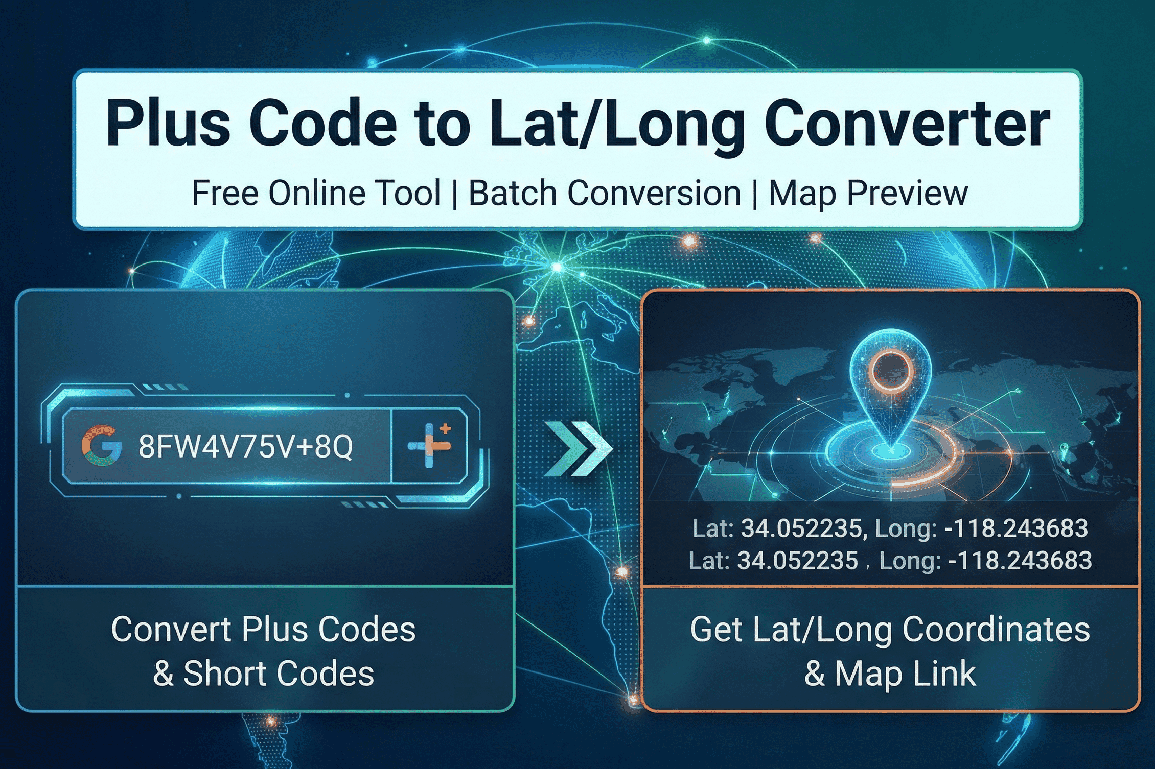 Plus Code to Lat Long Converter