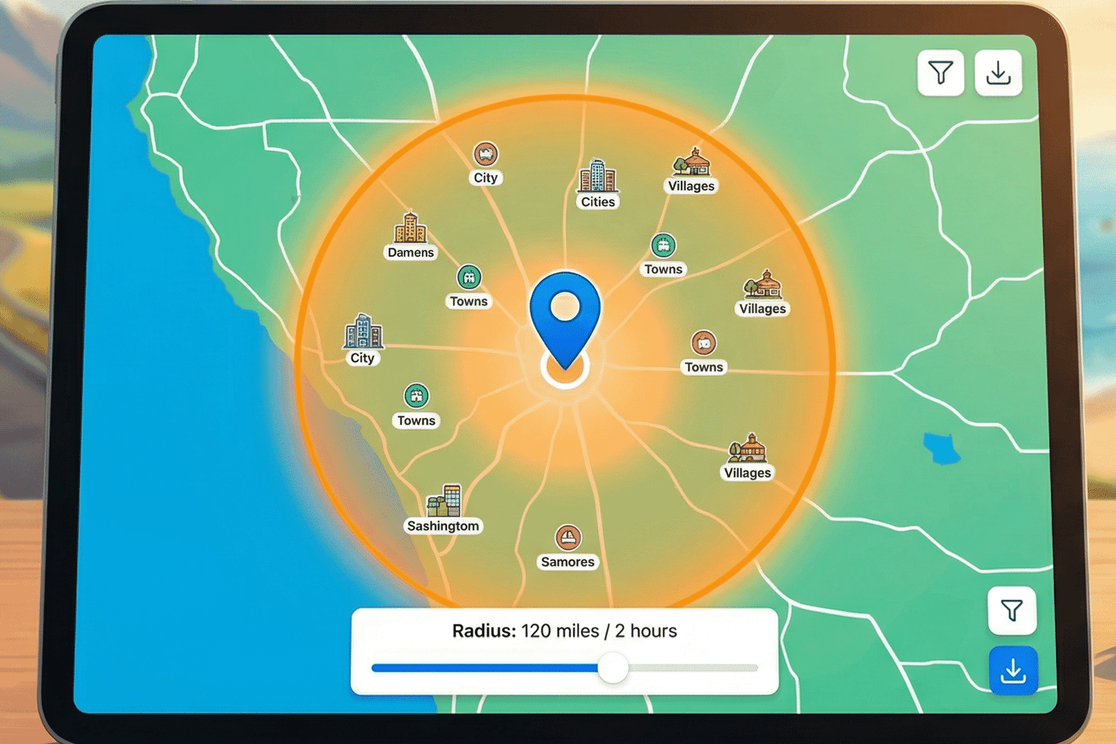 Find Places Within 2 Hours of Your Location