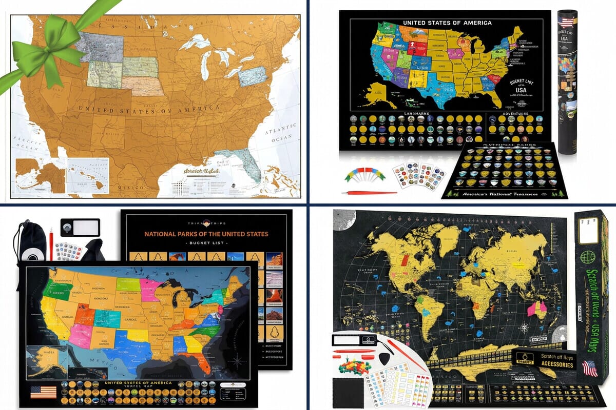 Four best USA scratch off maps arranged in a comparison grid