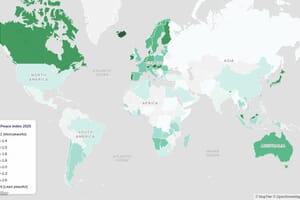 Choropleth map showing Global Peace Index scores worldwide in 2025