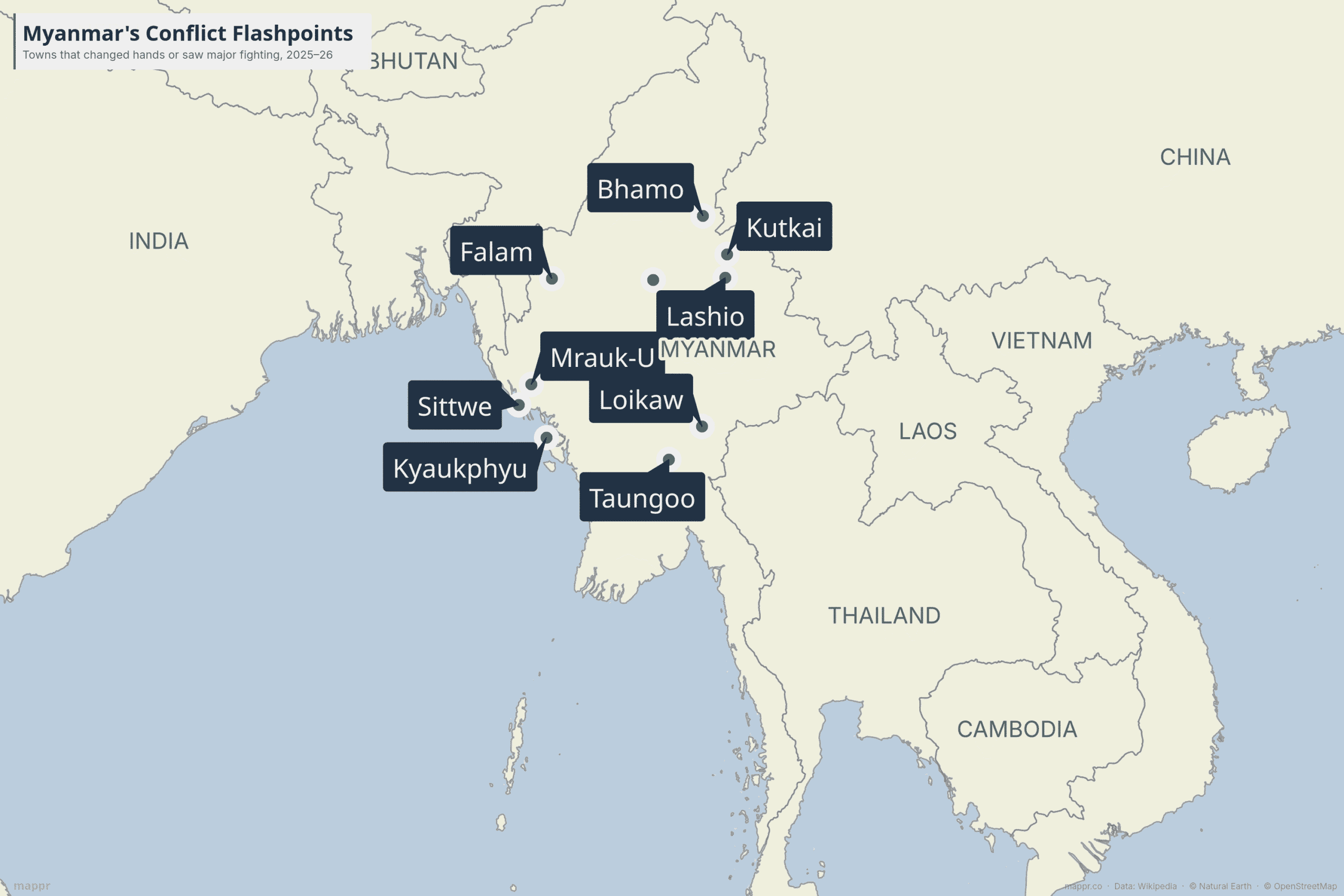 Mapped: Myanmar’s Conflict Zones in 2026 — Who Controls What Five Years After the Coup