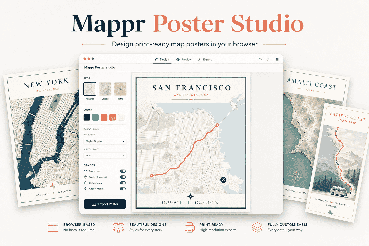 Mappr Poster Studio — Custom Map Poster Maker