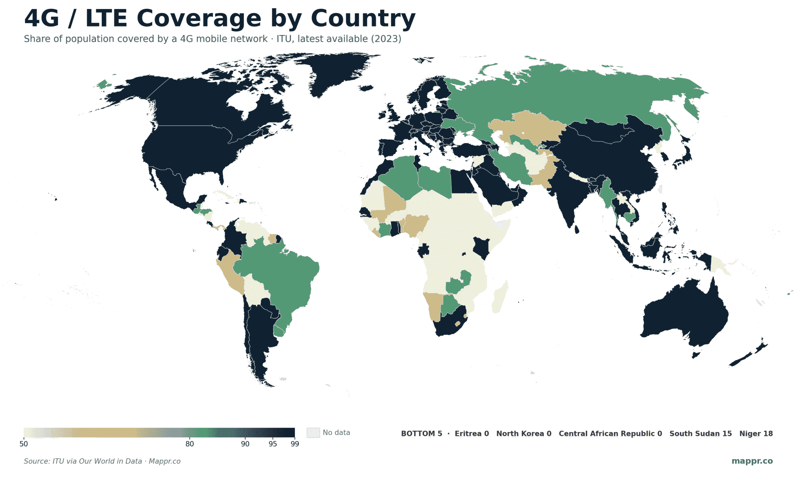 4G LTE Coverage by Country (2026)