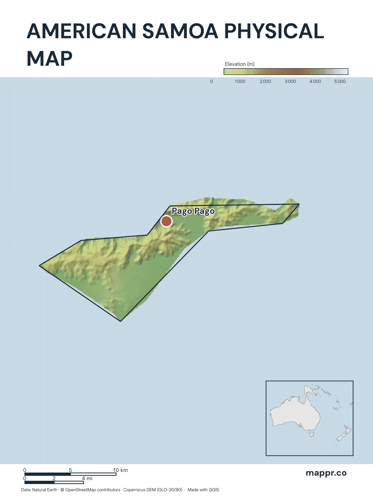Samoa Postcode Example American Samoa Maps — Free Printable Maps | Mappr
