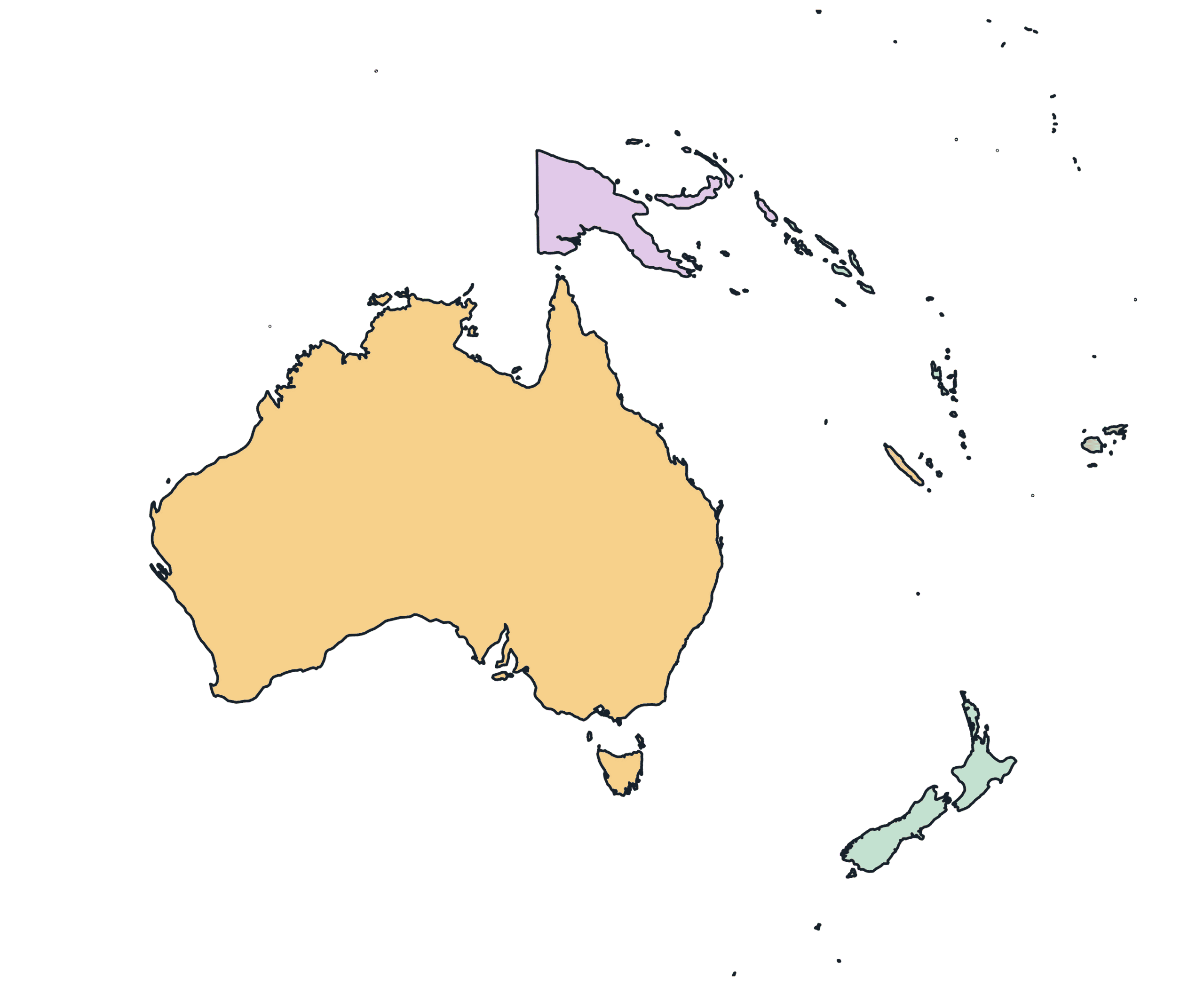 Australia & Oceania Blank Maps