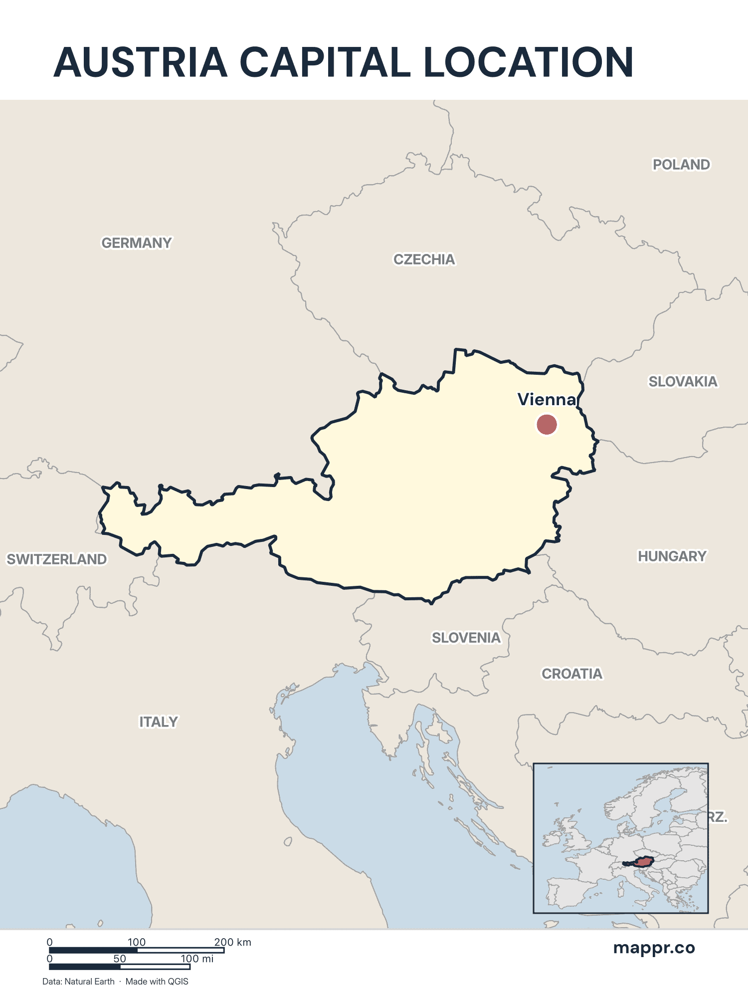 Austria Maps — Free Printable Maps of Austria | Mappr
