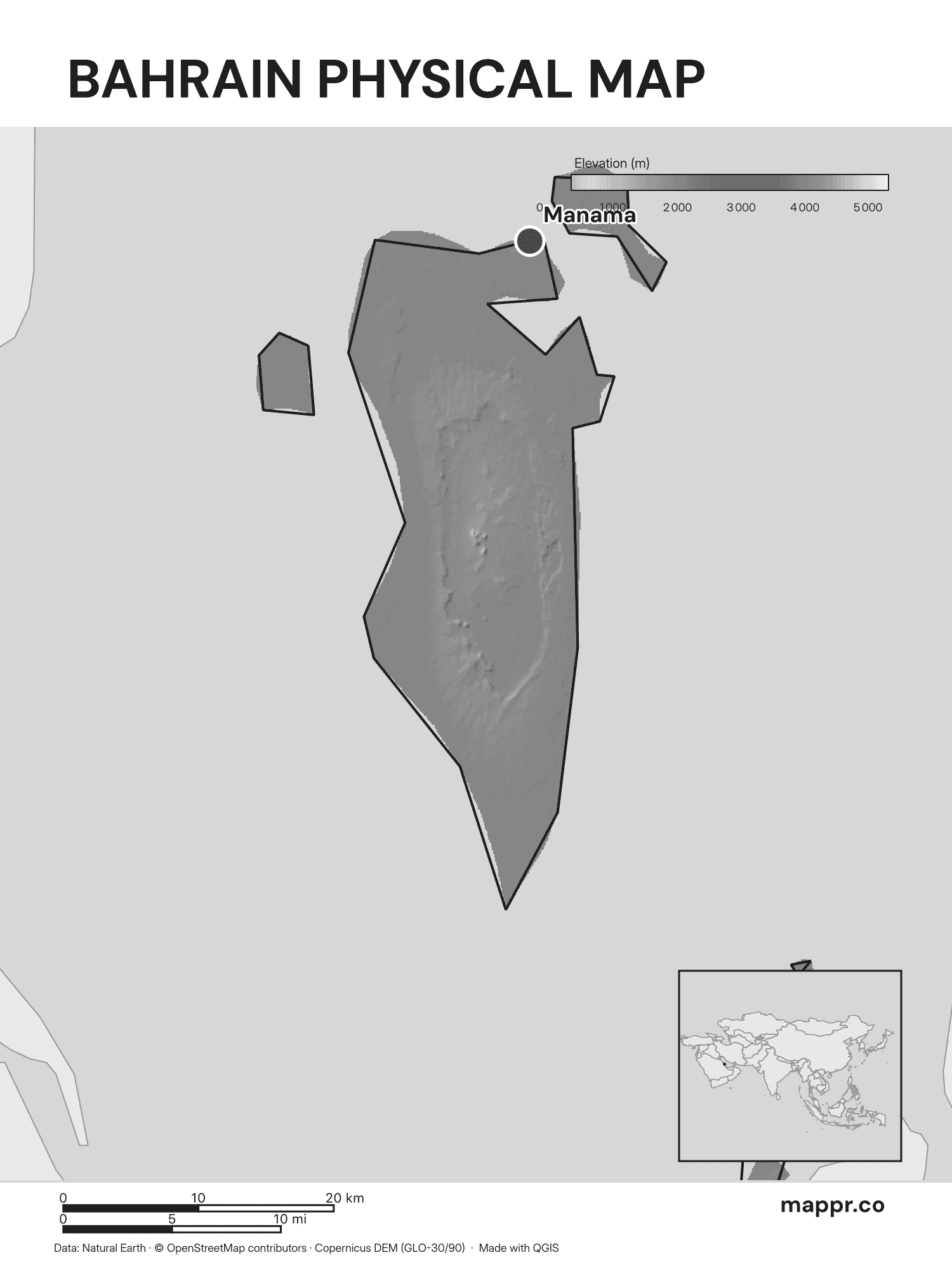 Bahrain Maps — Free Printable Maps of Bahrain | Mappr