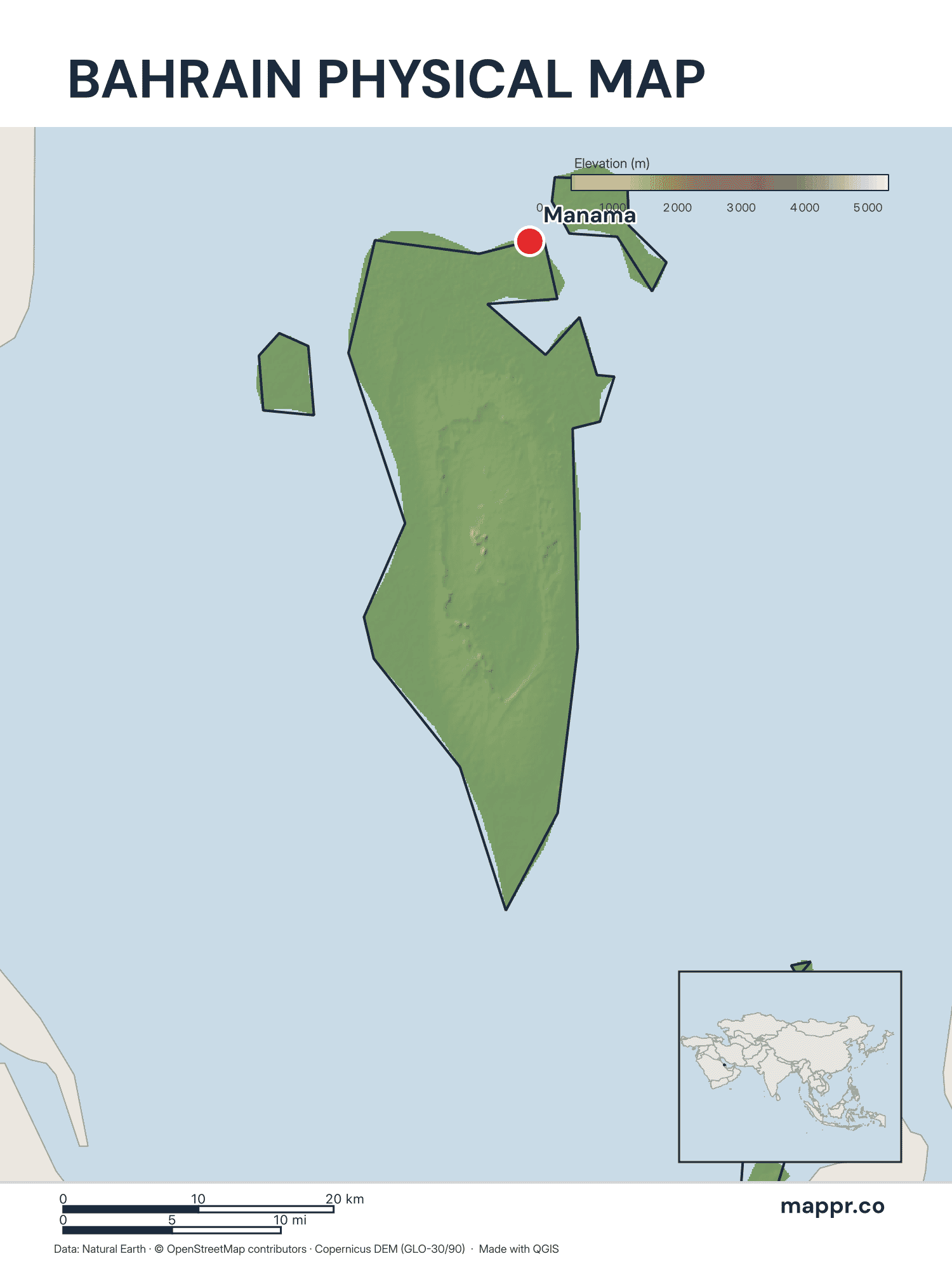 Bahrain Maps — Free Printable Maps of Bahrain | Mappr