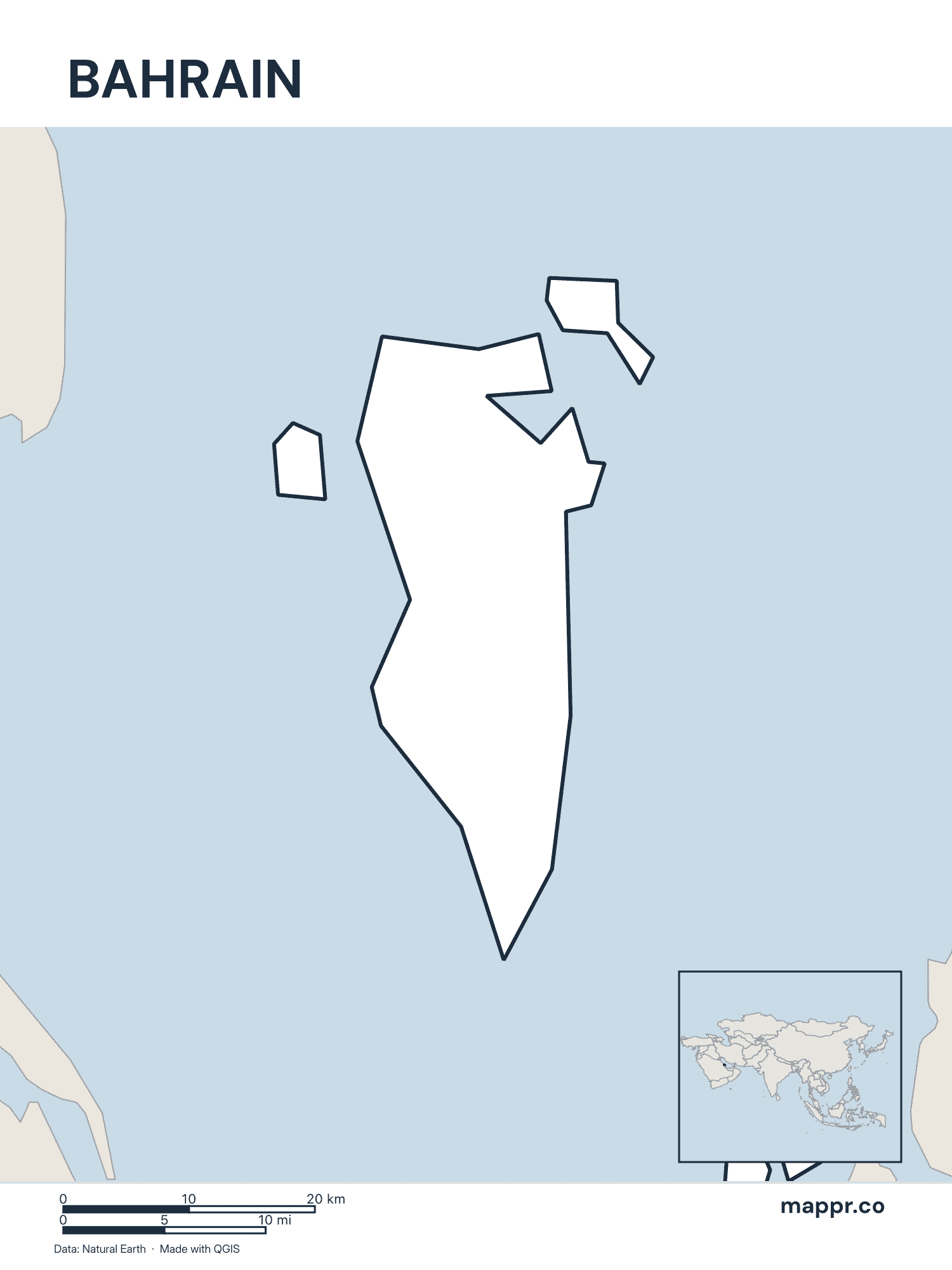 Bahrain Maps — Free Printable Maps of Bahrain | Mappr