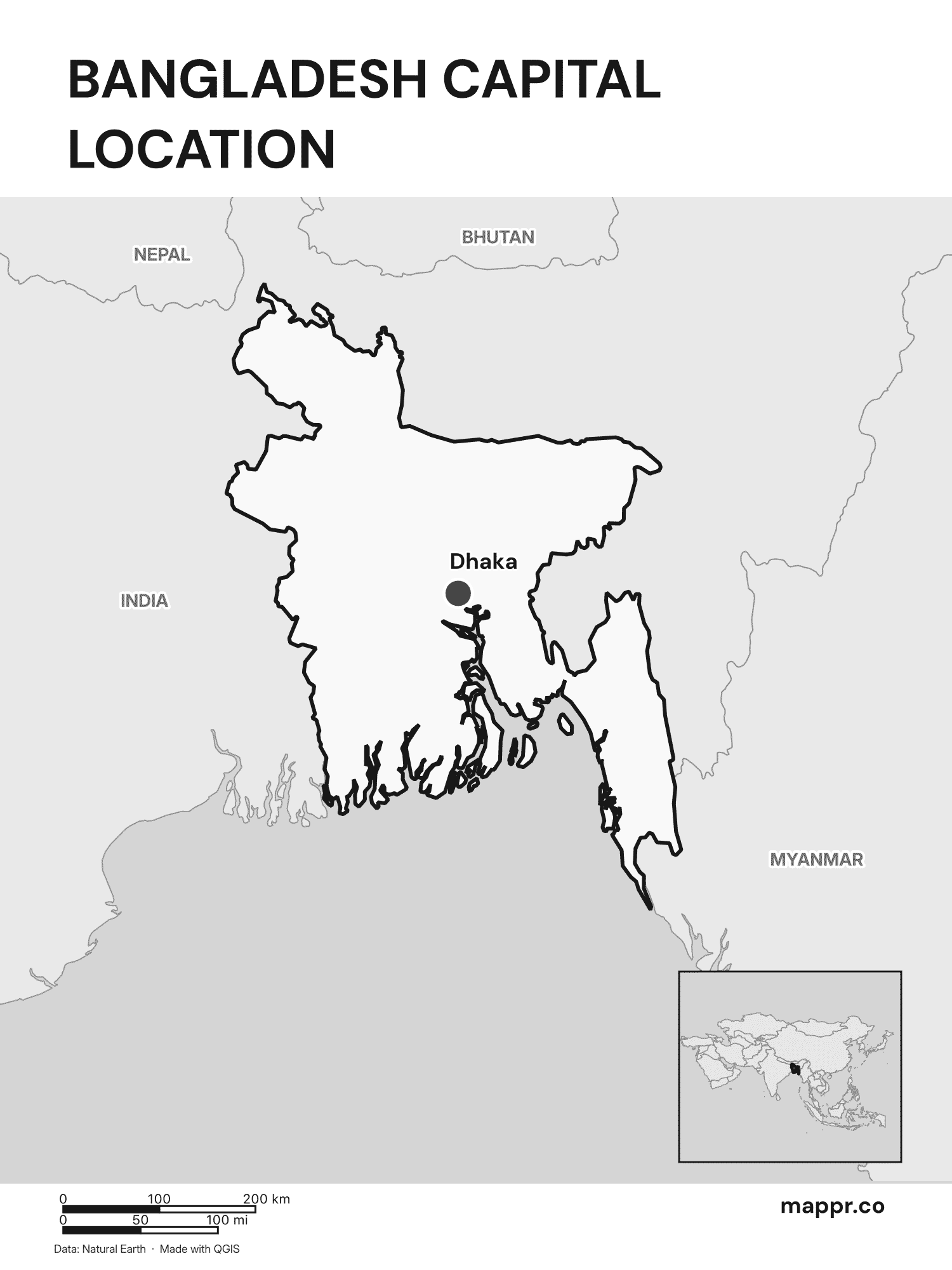 Bangladesh Maps — Free Printable Maps of Bangladesh | Mappr