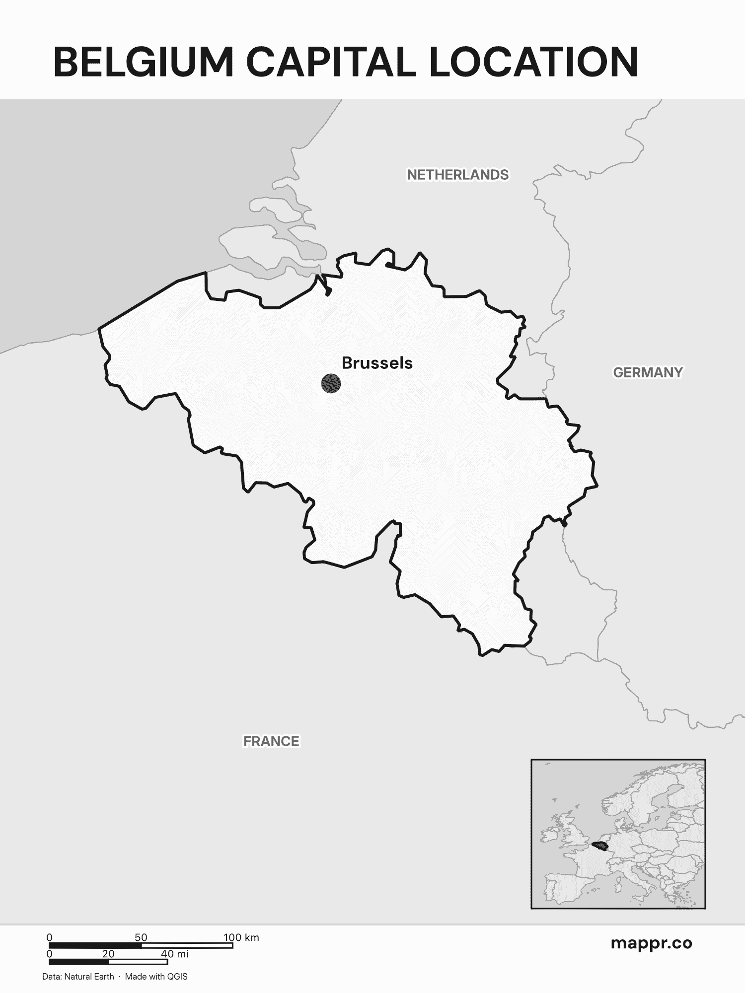 Belgium Maps Free Printable Maps Of Belgium Mappr Belgium Capital Location Map Black And White 