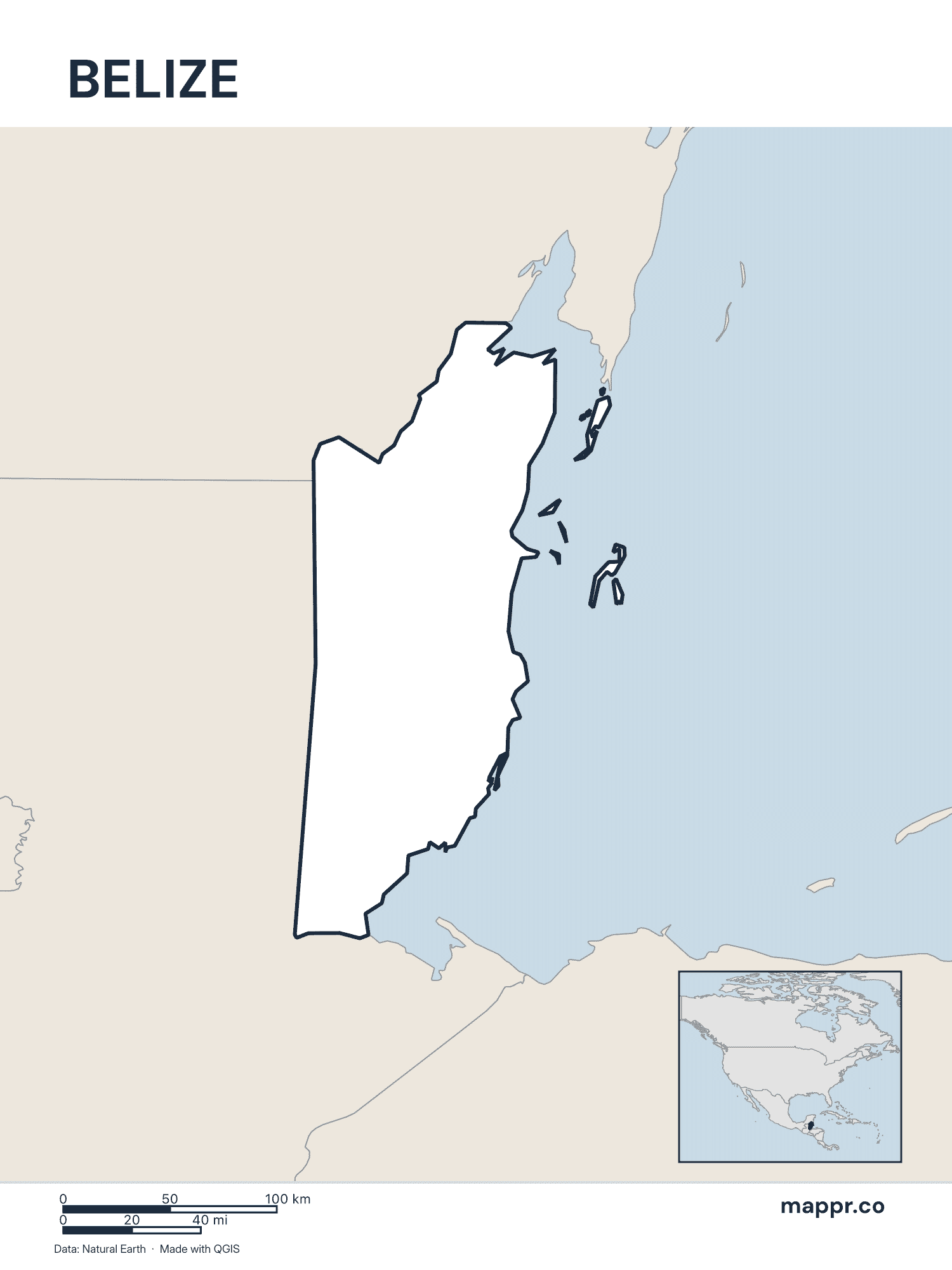 Belize Maps — Free Printable Maps of Belize | Mappr