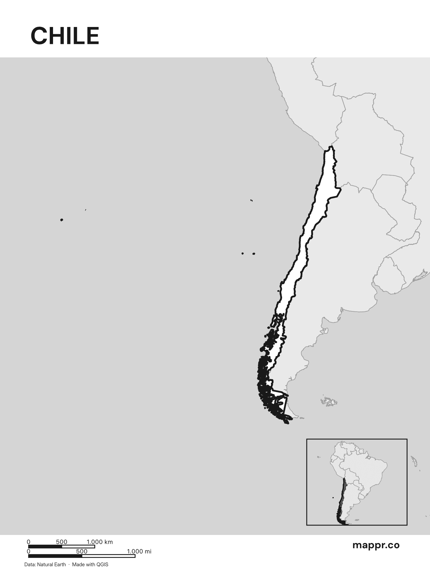 Chile Maps — Free Printable Maps of Chile | Mappr