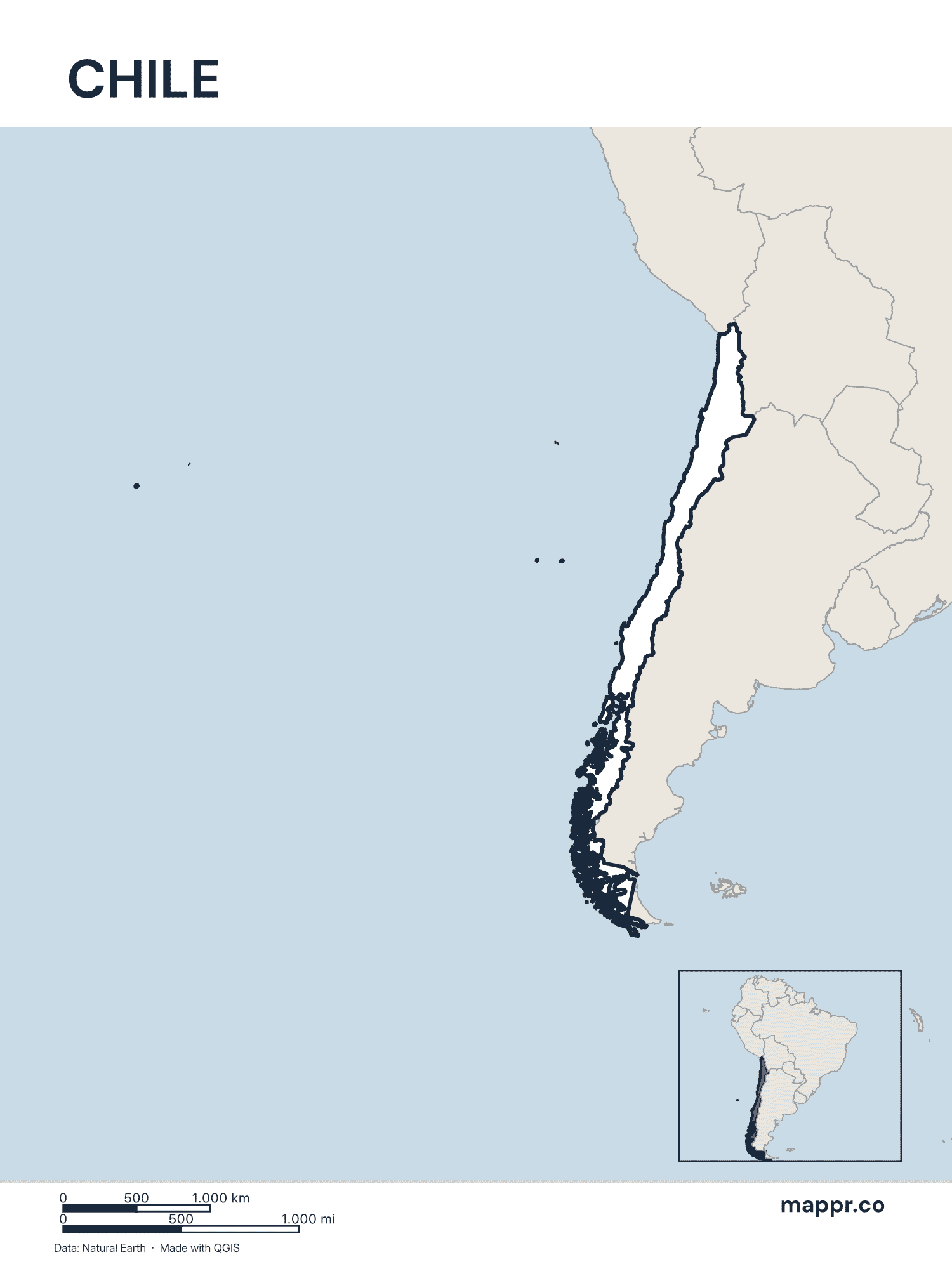 Chile Maps — Free Printable Maps of Chile | Mappr