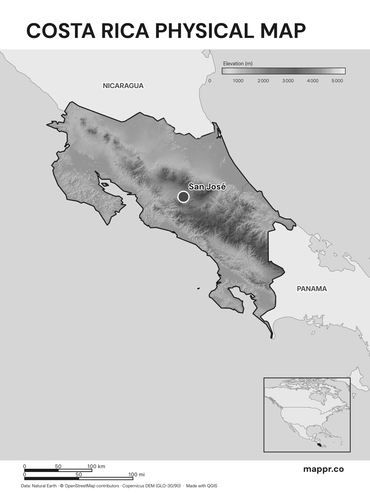 Costa Rica Maps — Free Printable Maps of Costa Rica | Mappr