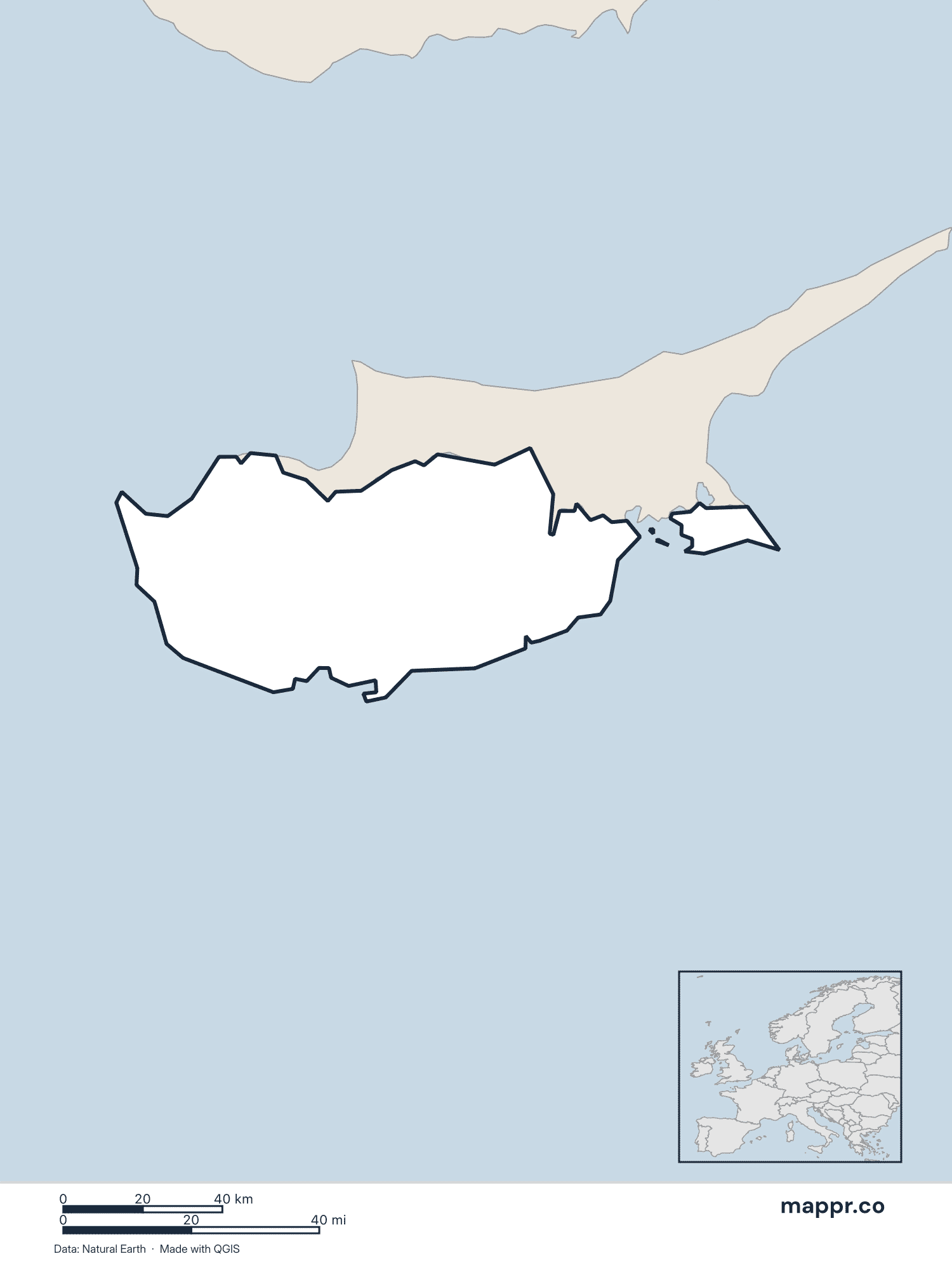 Cyprus Maps — Free Printable Maps of Cyprus | Mappr