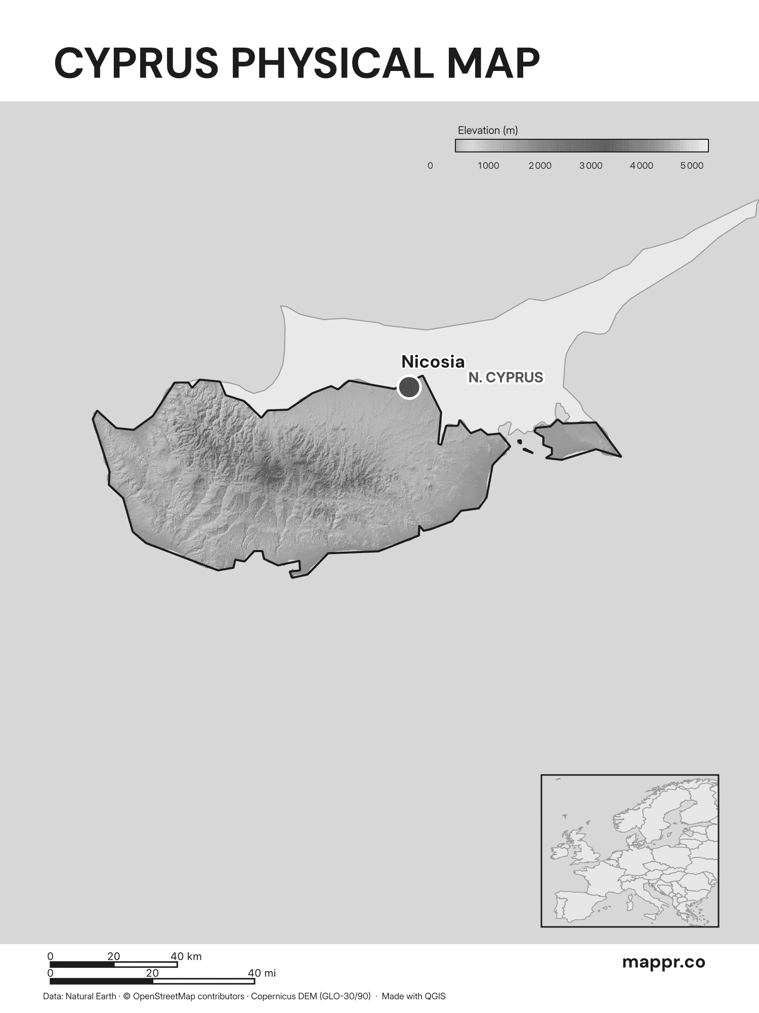Cyprus Maps — Free Printable Maps of Cyprus | Mappr