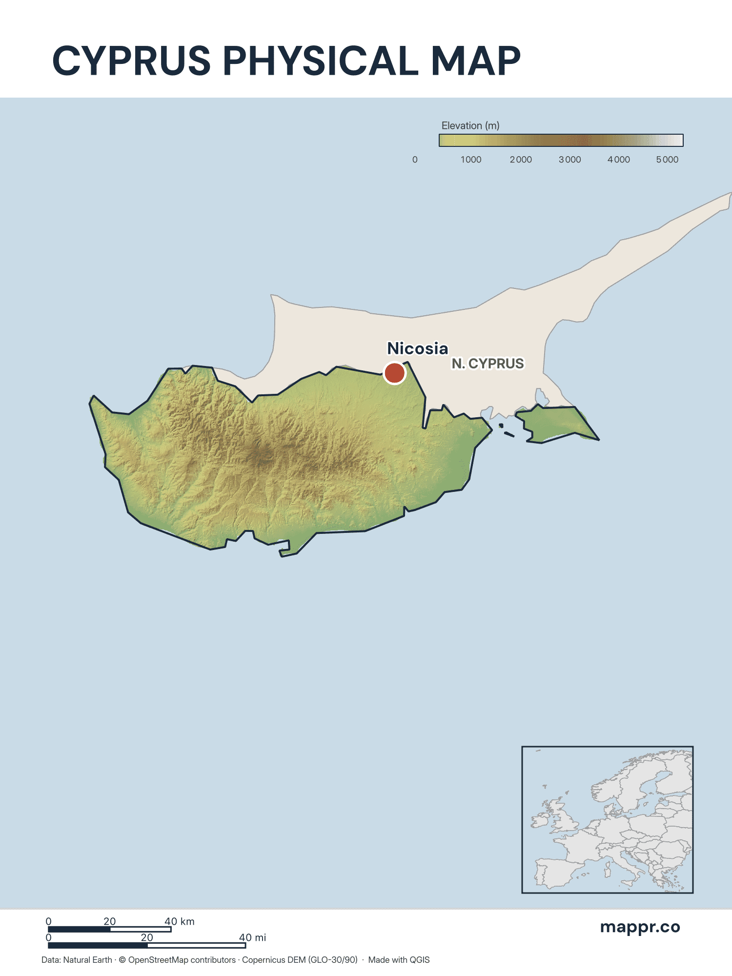 Cyprus Maps — Free Printable Maps of Cyprus | Mappr