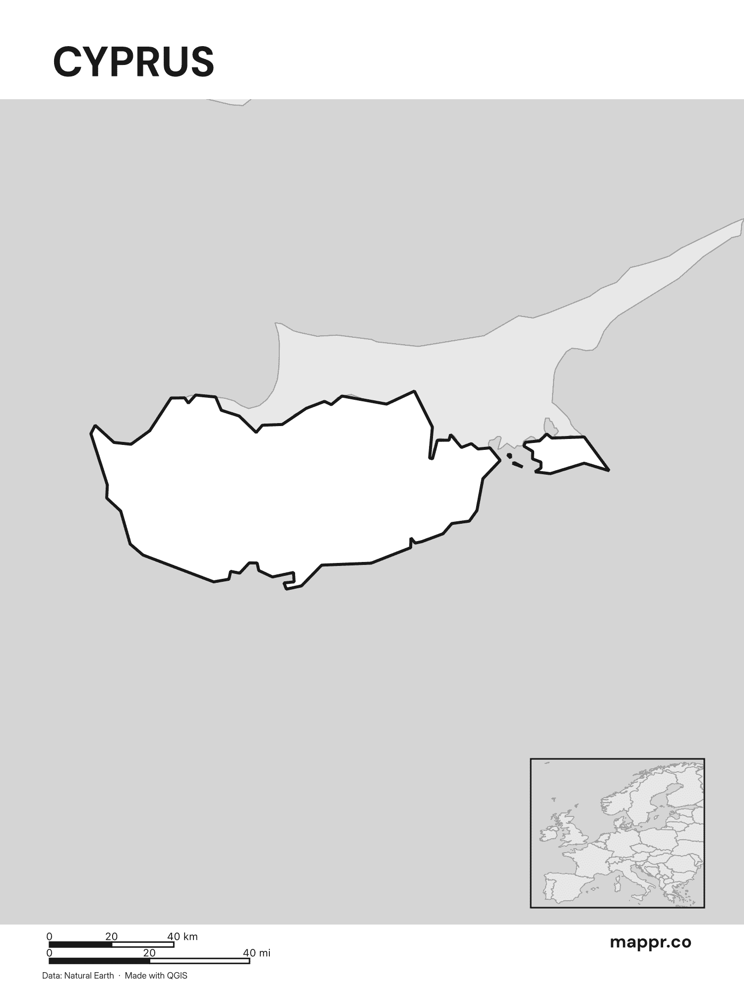 Cyprus Maps — Free Printable Maps of Cyprus | Mappr