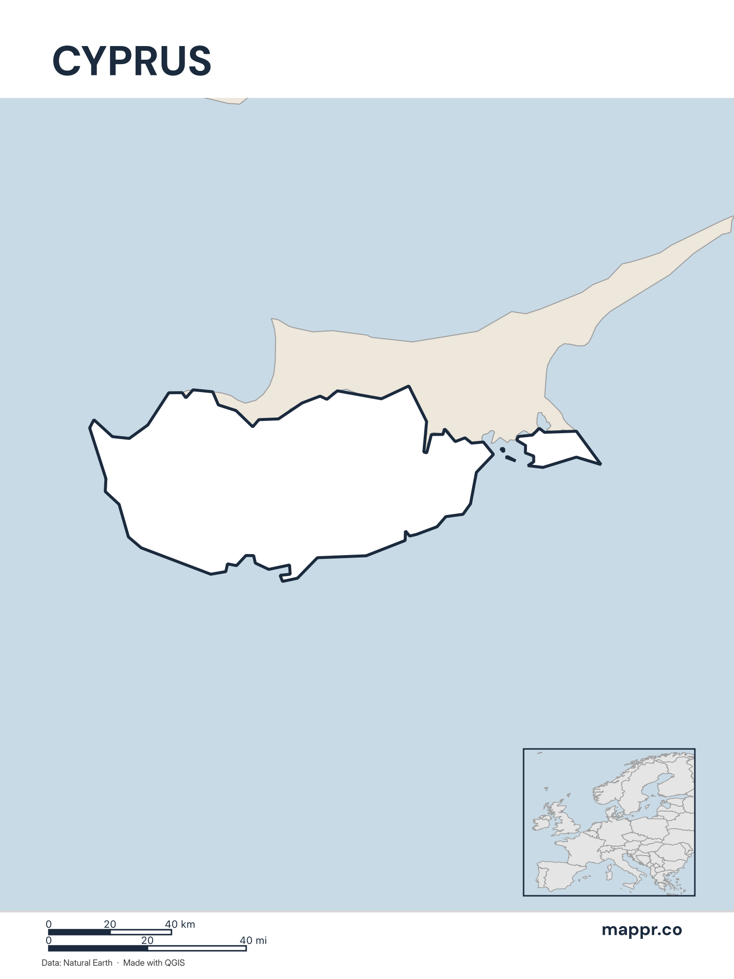 Cyprus Maps — Free Printable Maps of Cyprus | Mappr