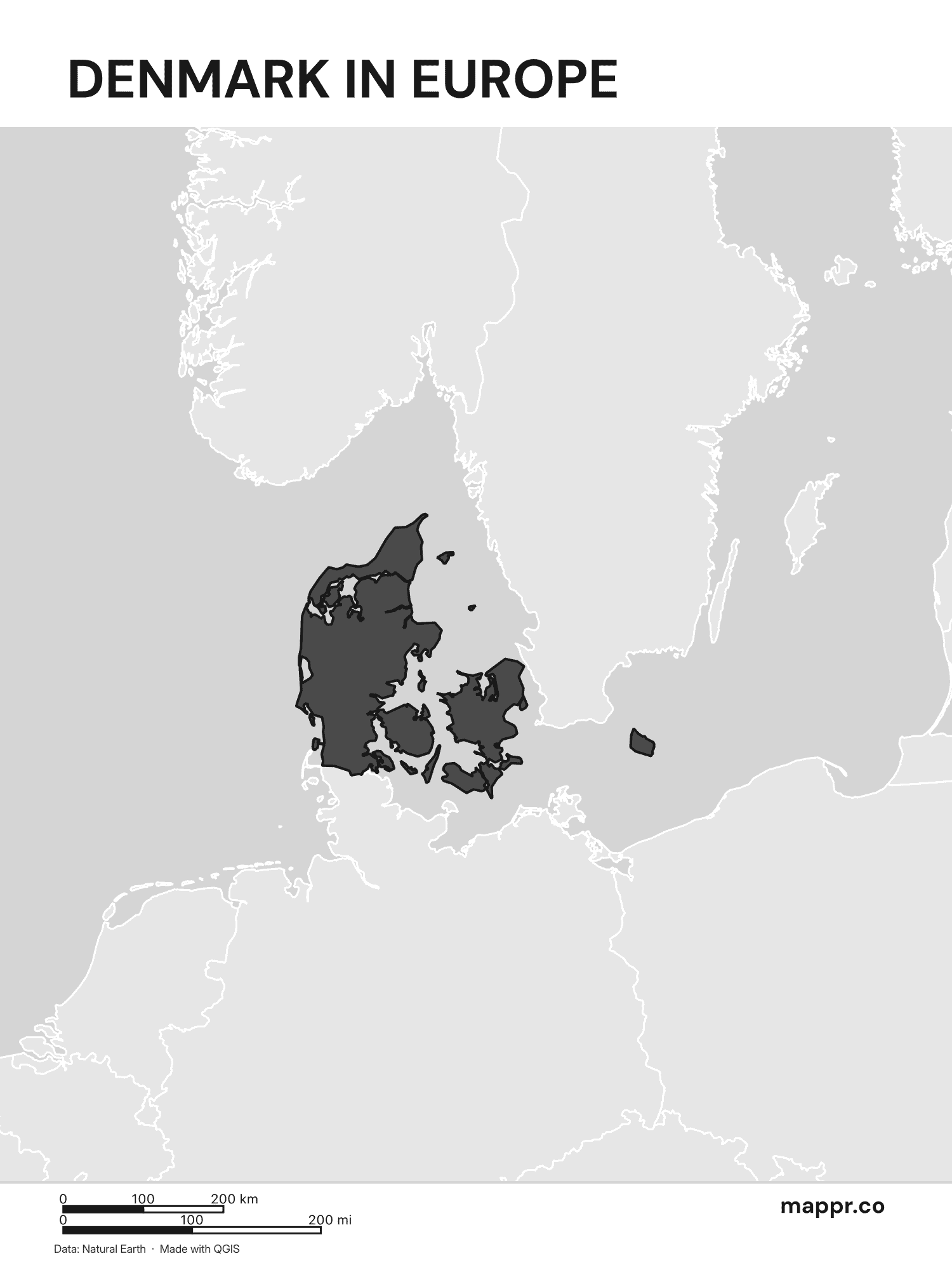 Denmark Maps — Free Printable Maps of Denmark | Mappr