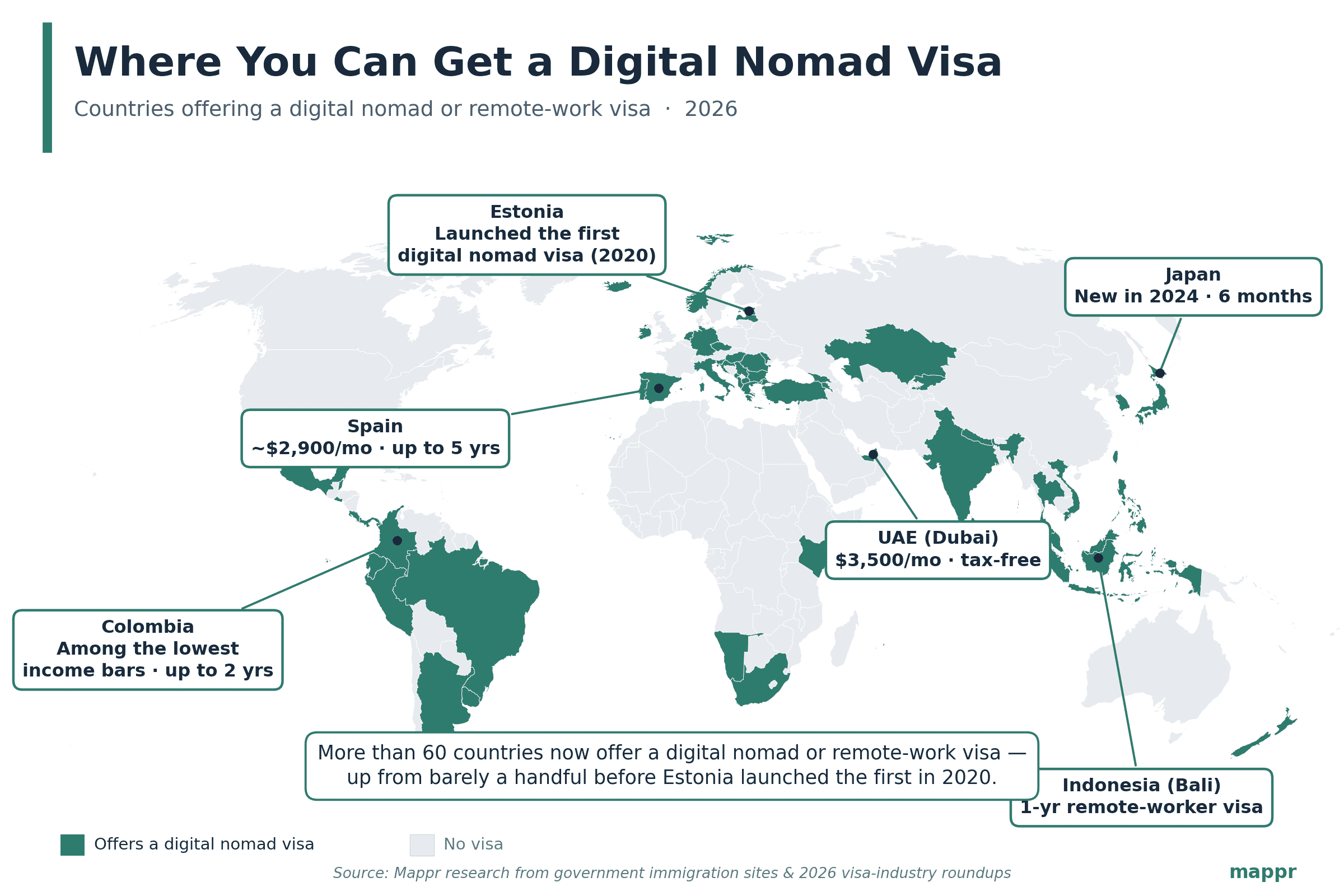 Mapped: Countries With a Digital Nomad Visa in 2026
