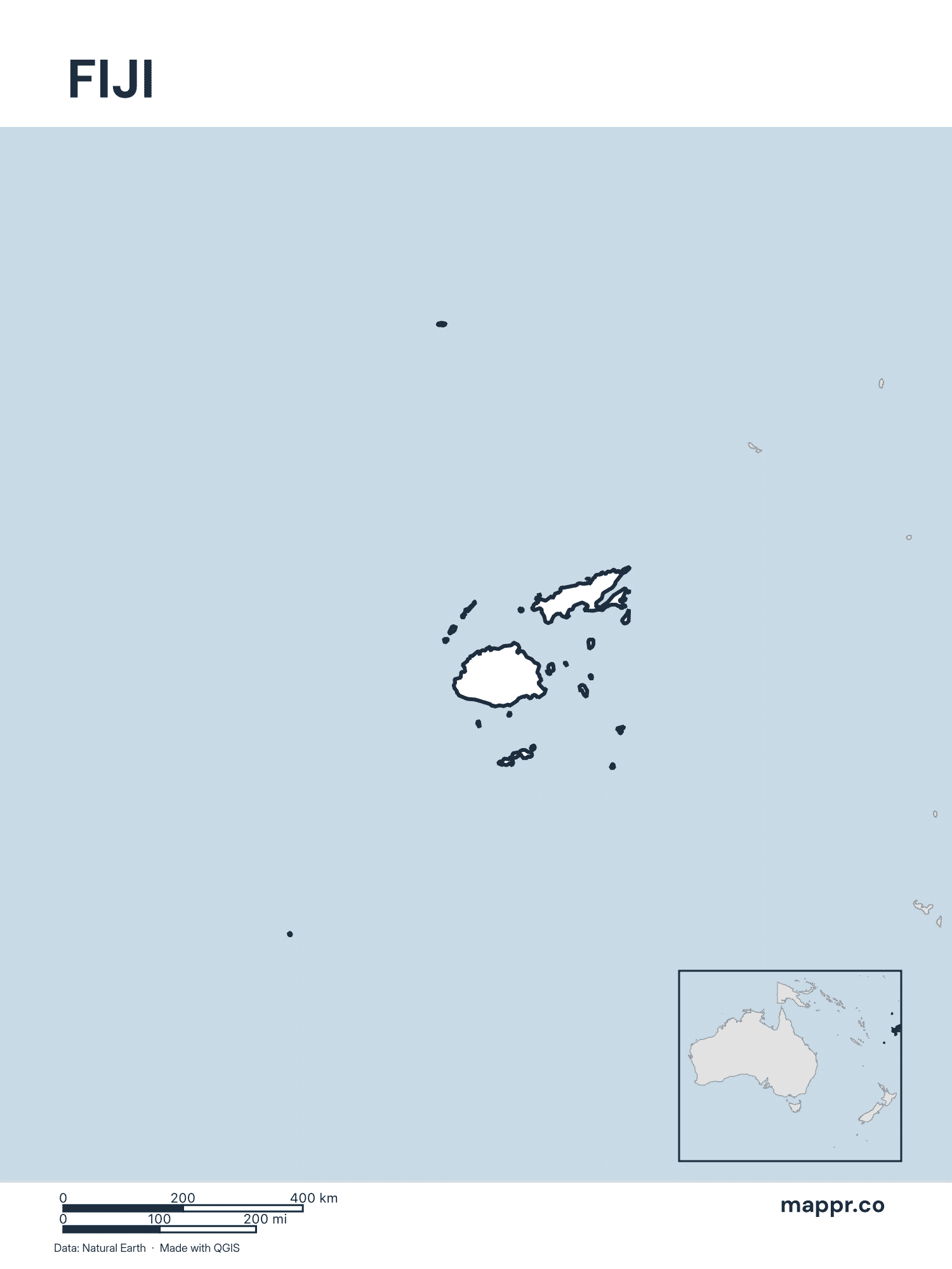 Fiji Maps Free Printable Maps Of Fiji Mappr Fiji Outline Map 