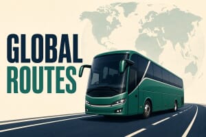 World map showing the 44 countries where FlixBus operates intercity bus services