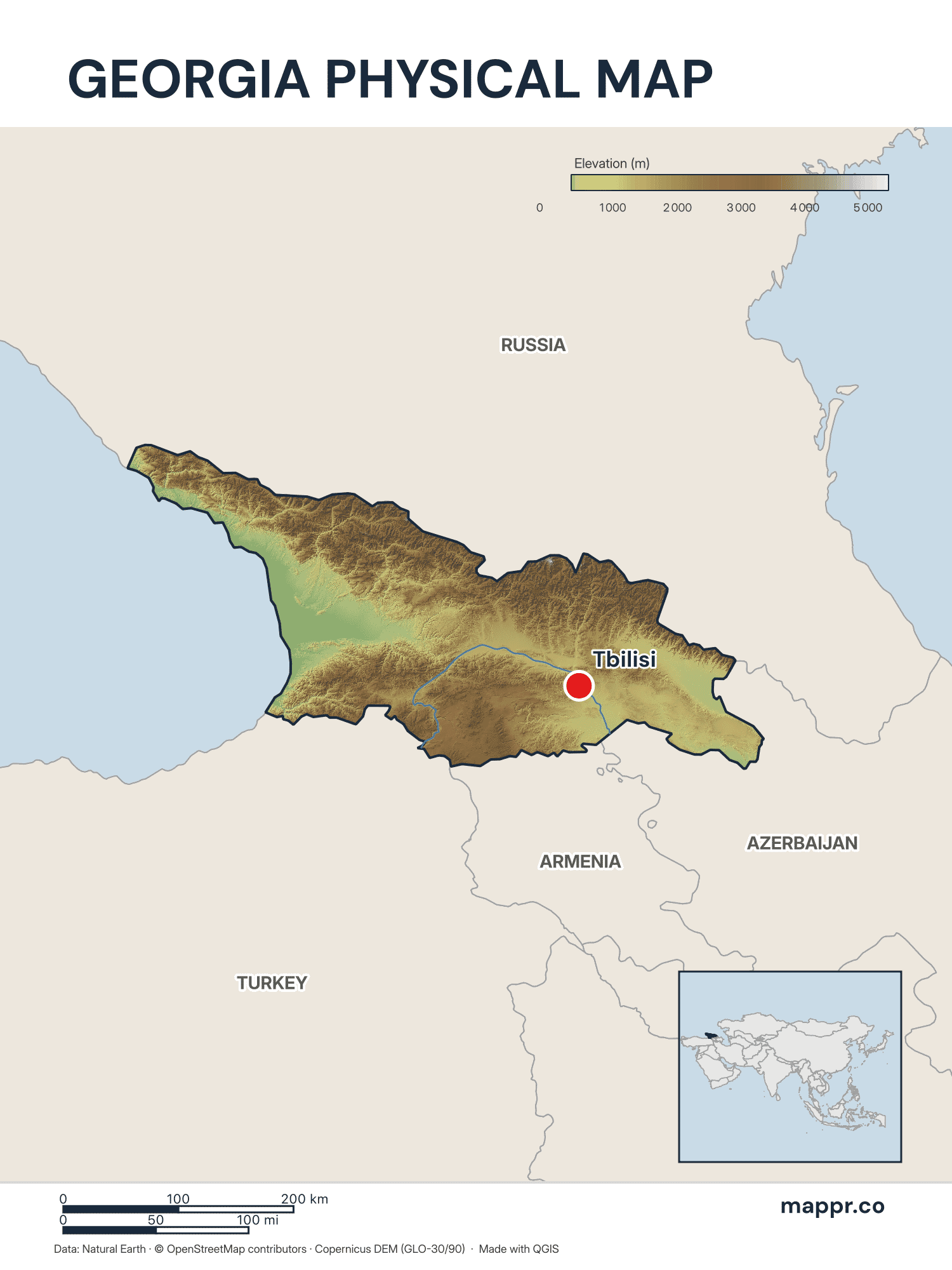 Georgia Maps — Free Printable Maps of Georgia (Country) | Mappr