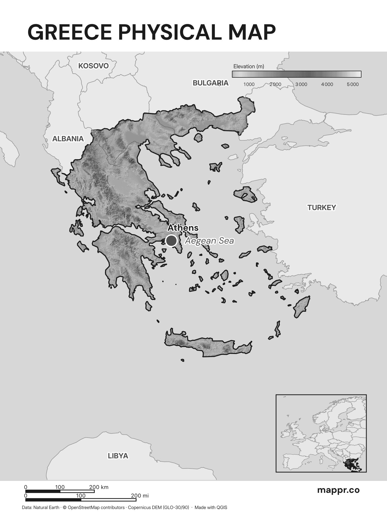 Greece Maps — Free Printable Maps of Greece | Mappr