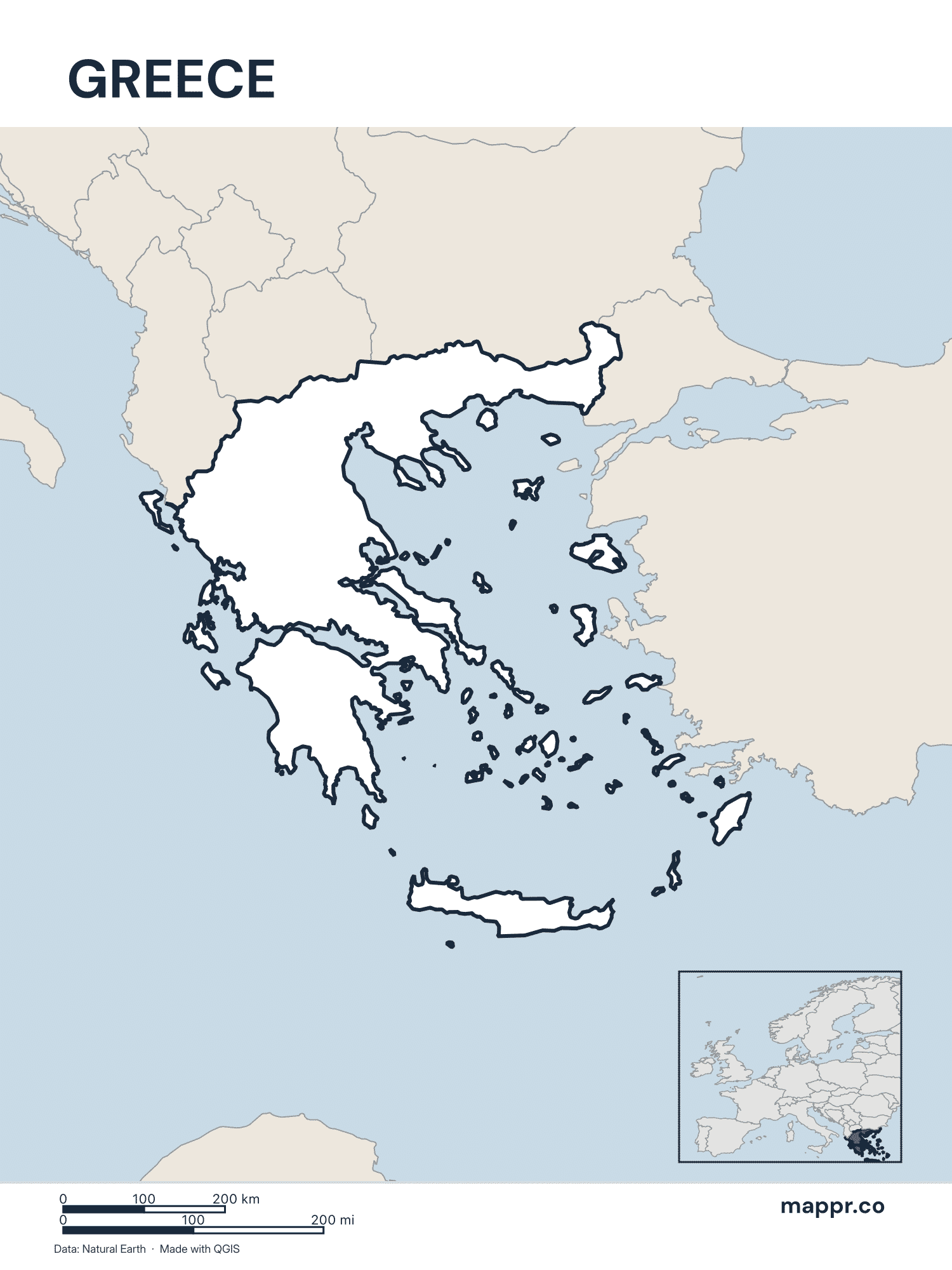Greece Maps — Free Printable Maps of Greece | Mappr