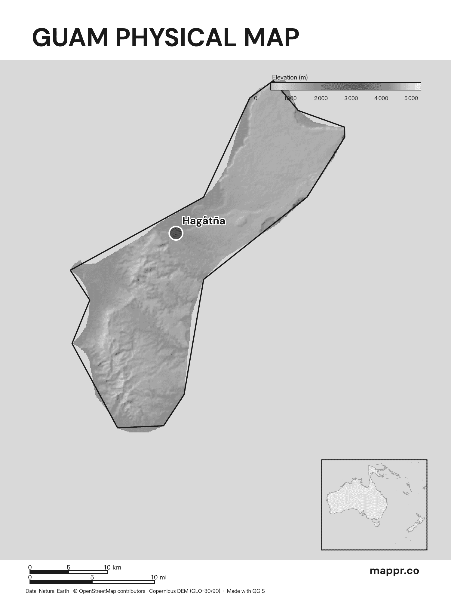 Guam Maps Free Printable Maps Of Guam Mappr Guam Capital Location Map Black And White With Raster 