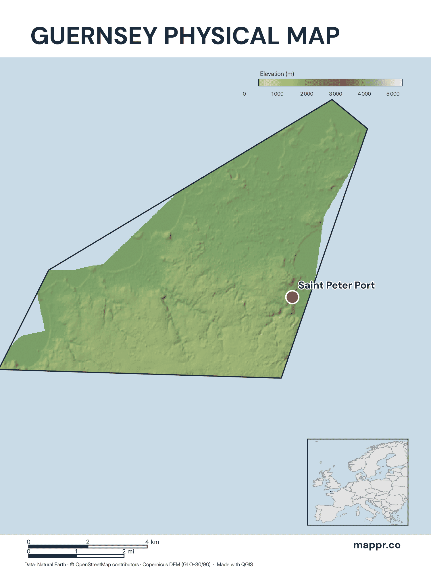 Guernsey Maps — Free Printable Maps of Guernsey | Mappr