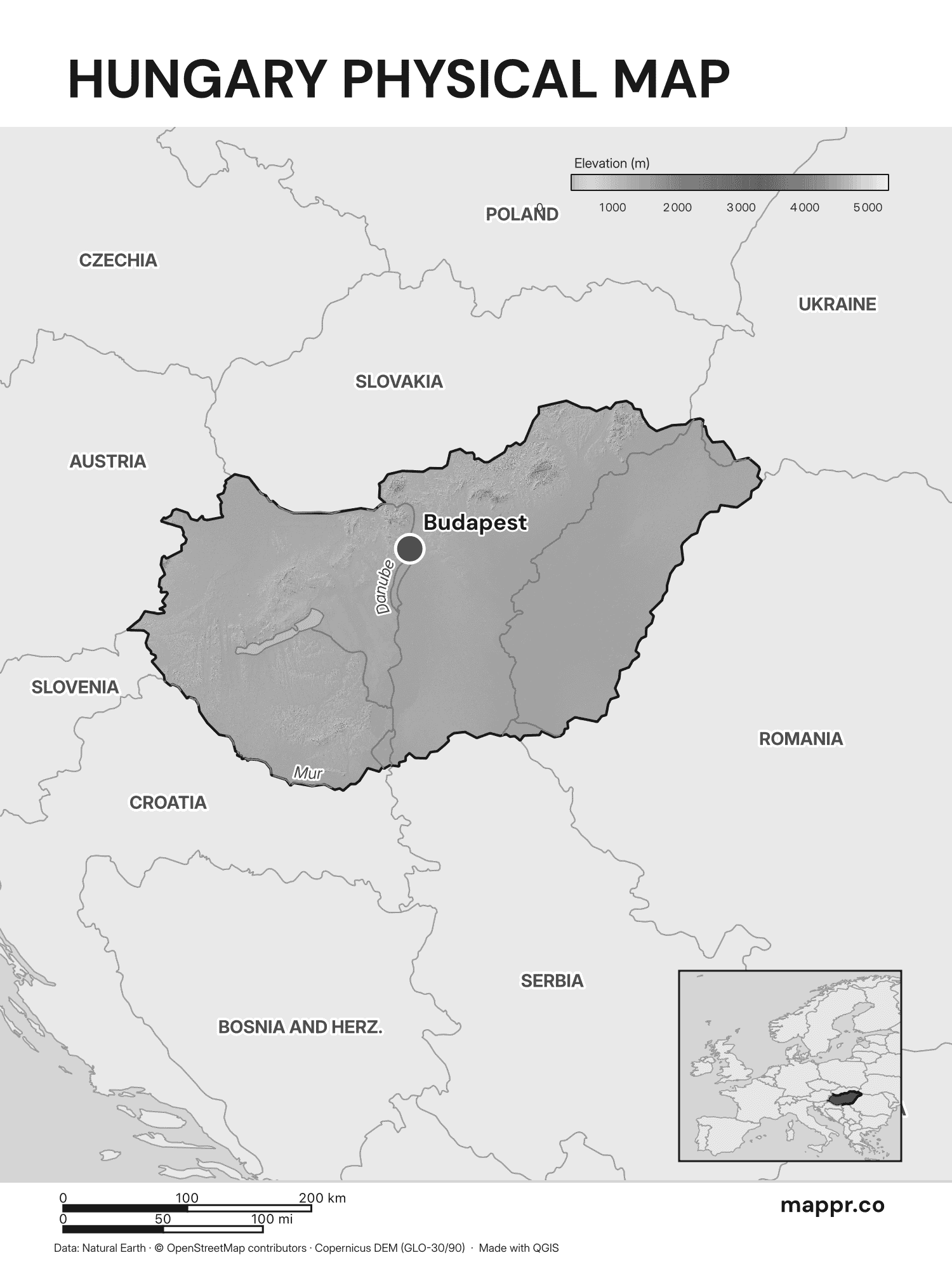 Hungary Maps — Free Printable Maps of Hungary | Mappr