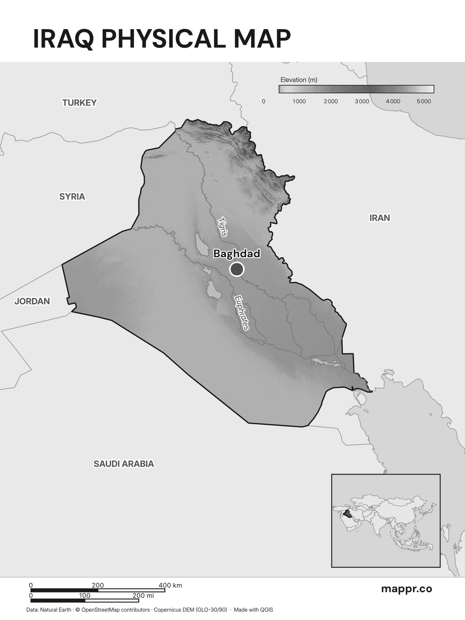 Iraq Maps — Free Printable Maps of Iraq | Mappr