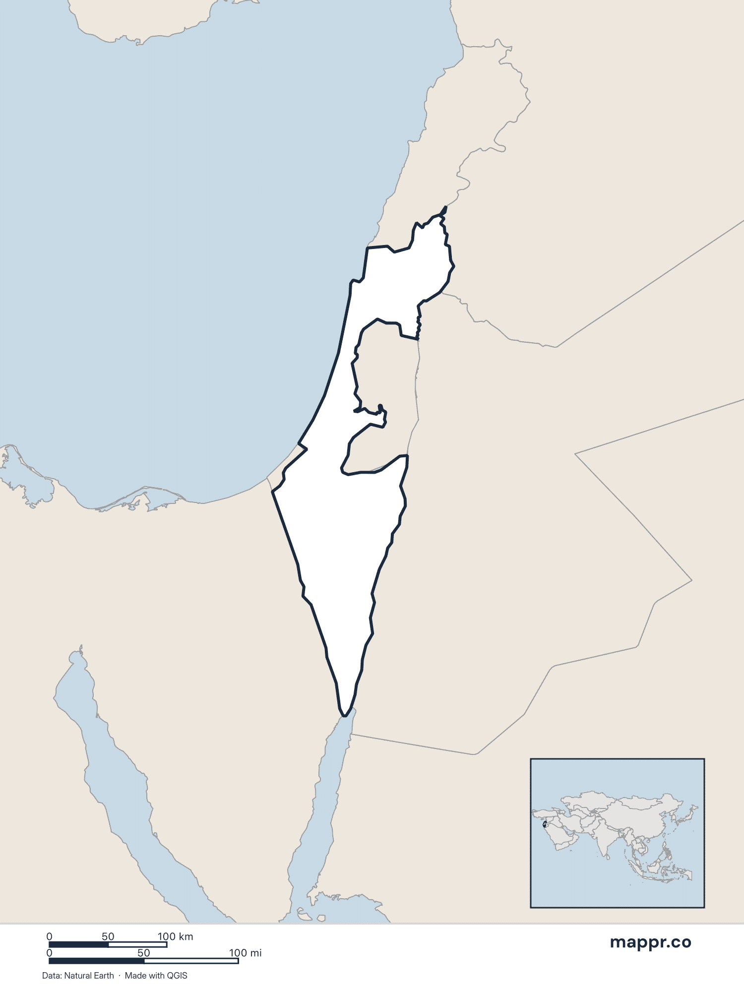 Israel Maps — Free Printable Maps of Israel | Mappr