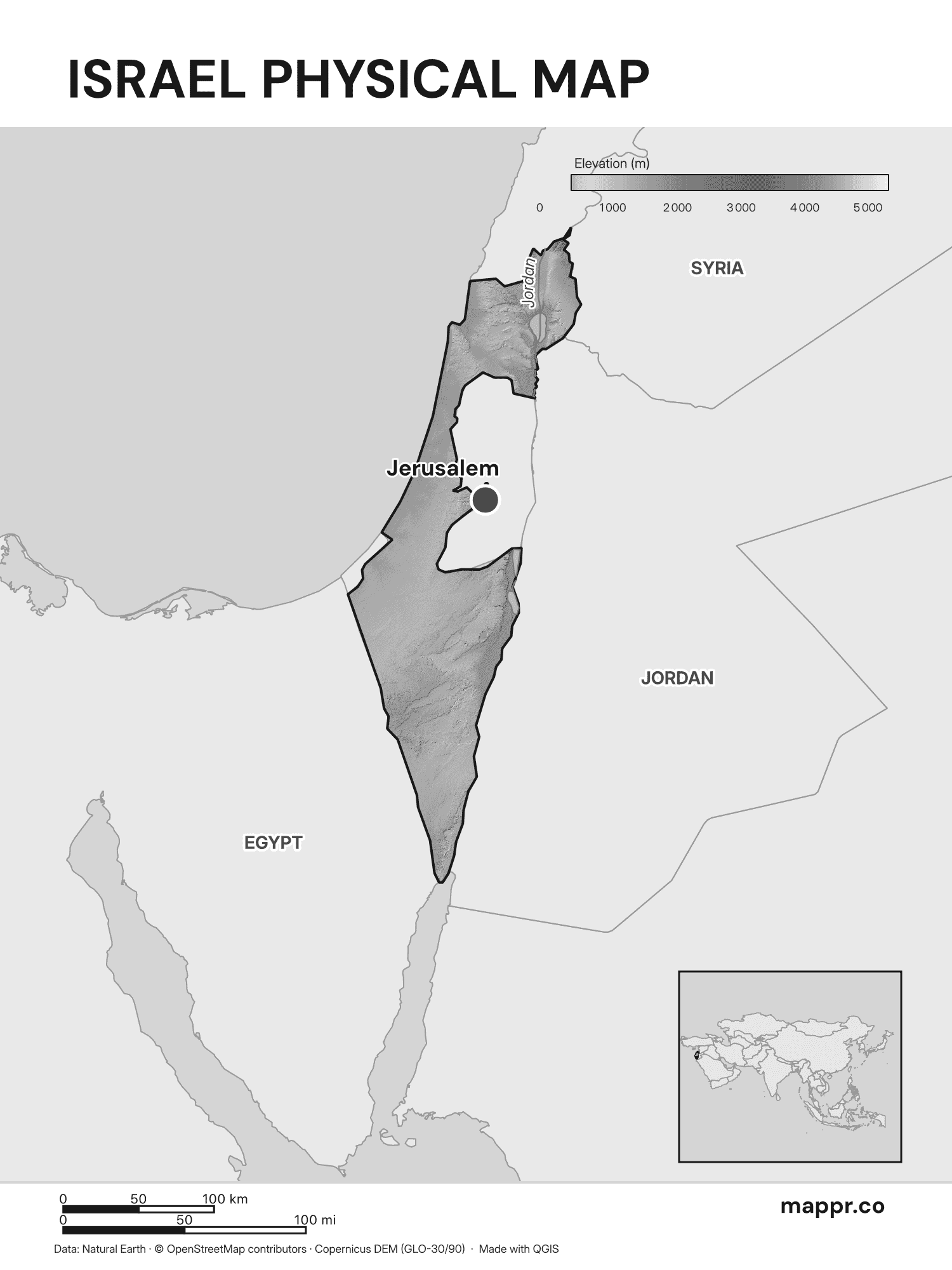 Israel Maps — Free Printable Maps of Israel | Mappr